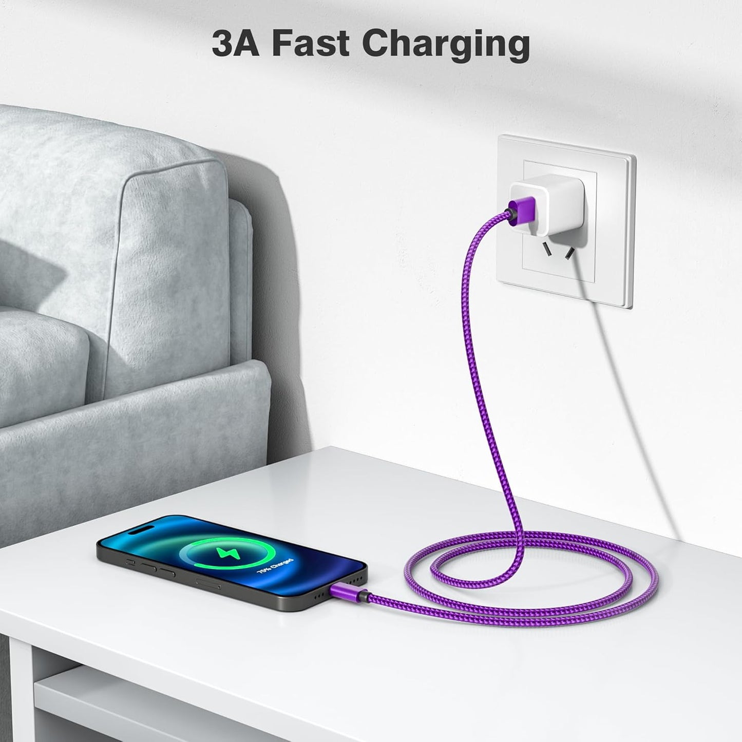 Elebase for iPhone 16 Pro Max Car Charger Cable 1.5/3.3/6.6FT 3 Pack,Type C Charging Cord for Car iPhone 16 Plus 15,Kindle Fire HD 2022 12th,10 9th,8 10th Generation,Samsung Galaxy S24,S23,A54 Flip 6