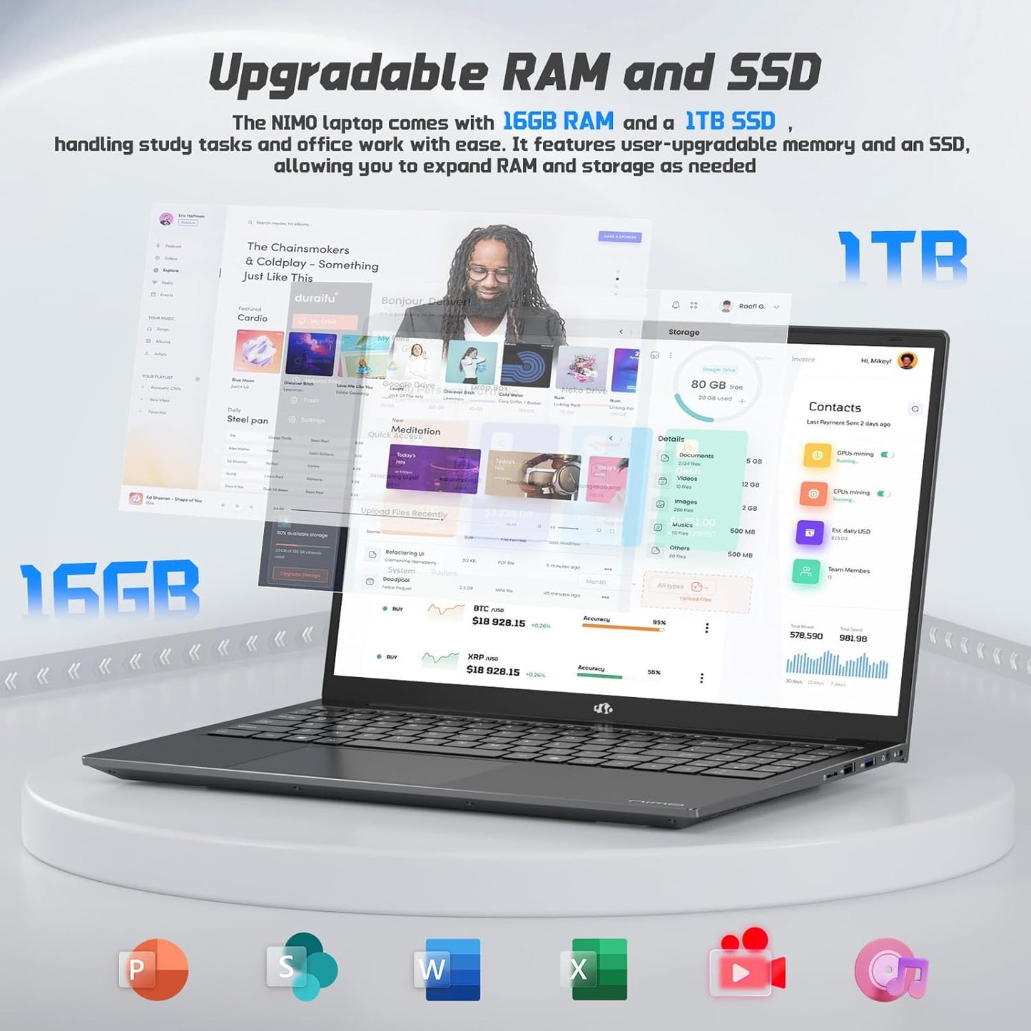 15.6" FHD IPS Student-Laptop Computer - 16GB RAM 1TB SSD, 4 Cores 13th Gen Intel N150(Beat to i3-1115G4, Up to 3.6GHz), 65W GaN Type-C, Fingerprint, Backlit Keyboard, Wi-Fi 6, BT5.2, Numpad