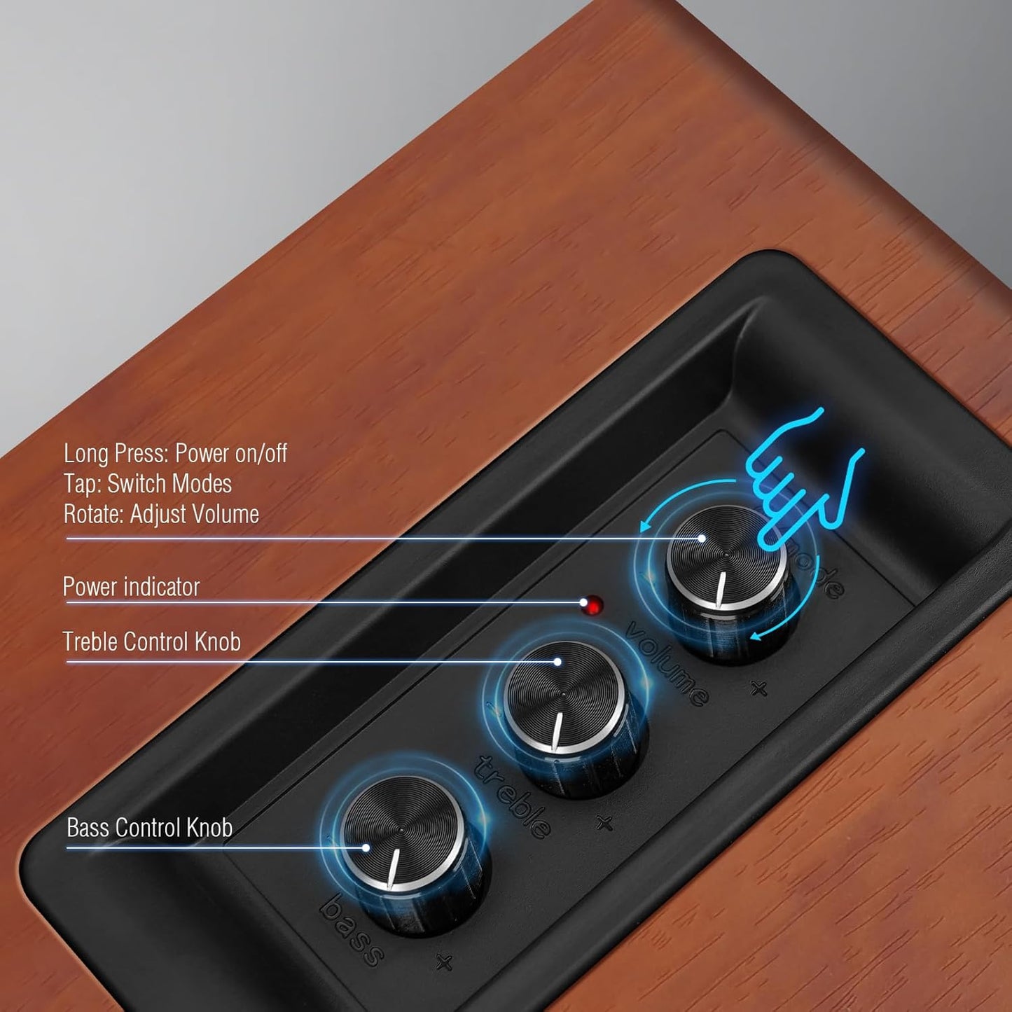 Computer Speakers for Desktop PC, Active Bookshelf Speaker with 3‘’ Carbon Fiber Woofer and Silk Film Tweeter ,Supports Bluetooth 5.3, USB-C, AUX/RCA Input for Record Player TV - Brown Stereo Set