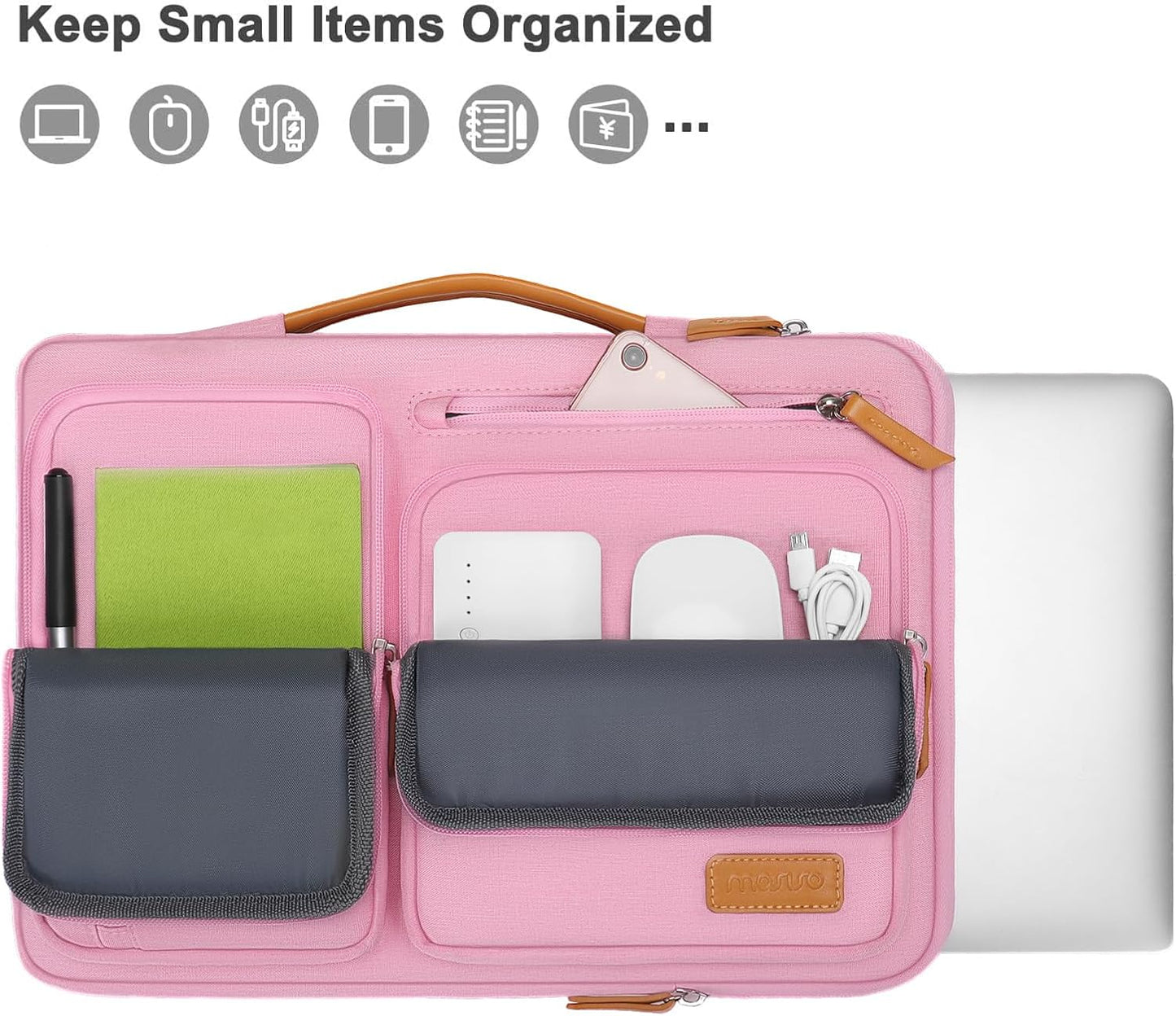 MOSISO 360 Protective Laptop Case 16 inch, 15-15.6 inch Laptop Sleeve Compatible with MacBook Pro 16, HP, Acer, Dell, Lenovo, ASUS, Side Open Carrying Case with 4 Zipper Pockets&Handle, Pink