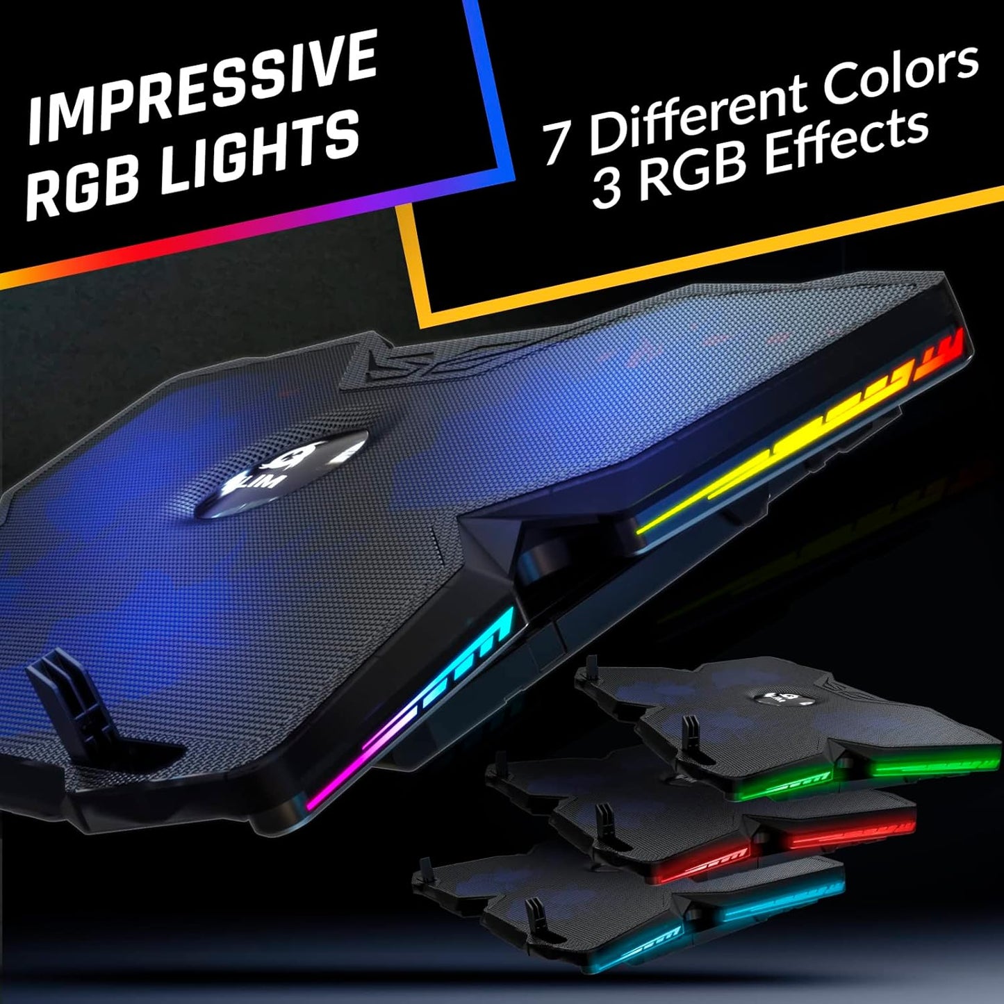 KLIM Wind Laptop Cooling Pad - More Than 500 000 Units Sold - New Version - The Most Powerful Rapid Action Cooling Fan - Laptop Stand with 4 Cooling Fans at 1200 RPM - USB Fan - PS5 PS4 - RGB