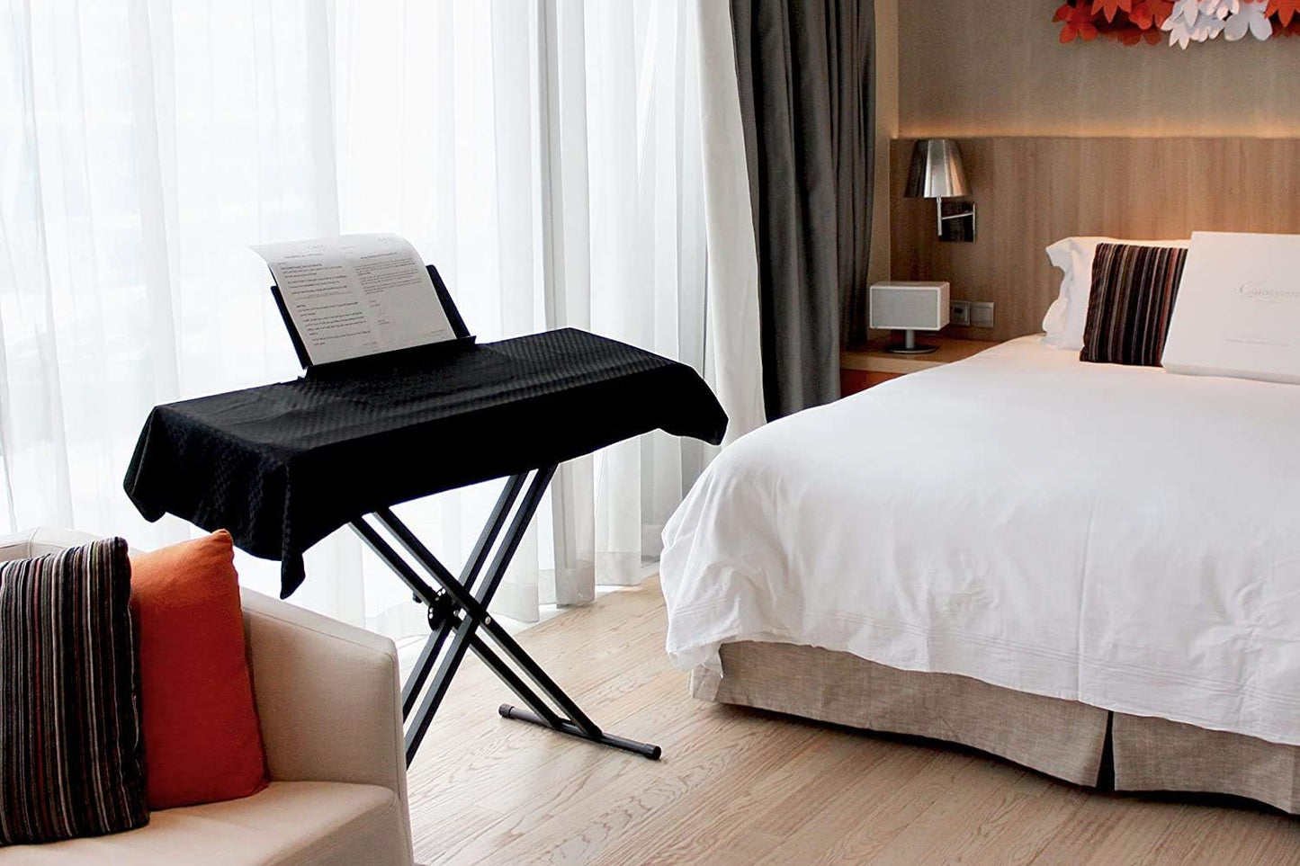 Clairevoire Piano Keyboard Dust Cover for 61 Keys to 88 Keys, Electric Pianos Cover, Digital Pianos Cloth Protection, Lightweight and Adjustable Closure,Ebony Black, L - Keyboard Piano up to 61" x 21"