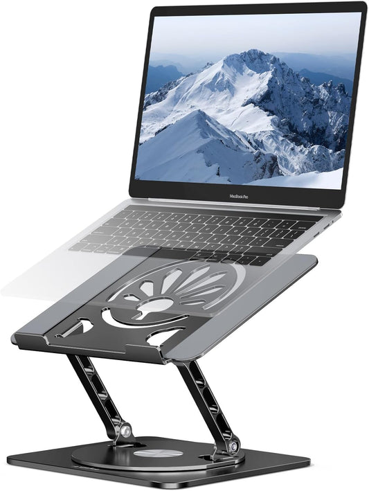 Adjustable Laptop Stand for Desk-360° Rotating Foldable Laptop Holder Ergonomic Laptop Riser for MacBook Pro/Air Dell HP Lenovo Notebook up to 16",Black