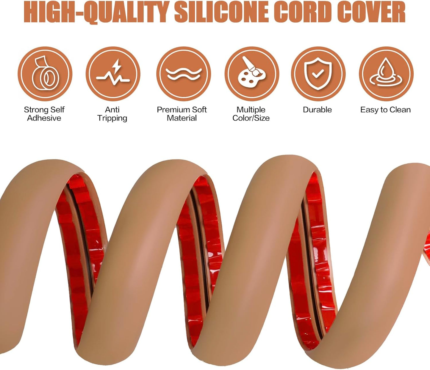 Floor Cord Cover Cavity 0.8"x0.37" Self Adhesive Cord Hider, 3.3FT Low Profile Cable Management, Extension Strip Protector for Wires, Prevent Cable Trips for Offices, Gyms, Exhibitions（Brown）