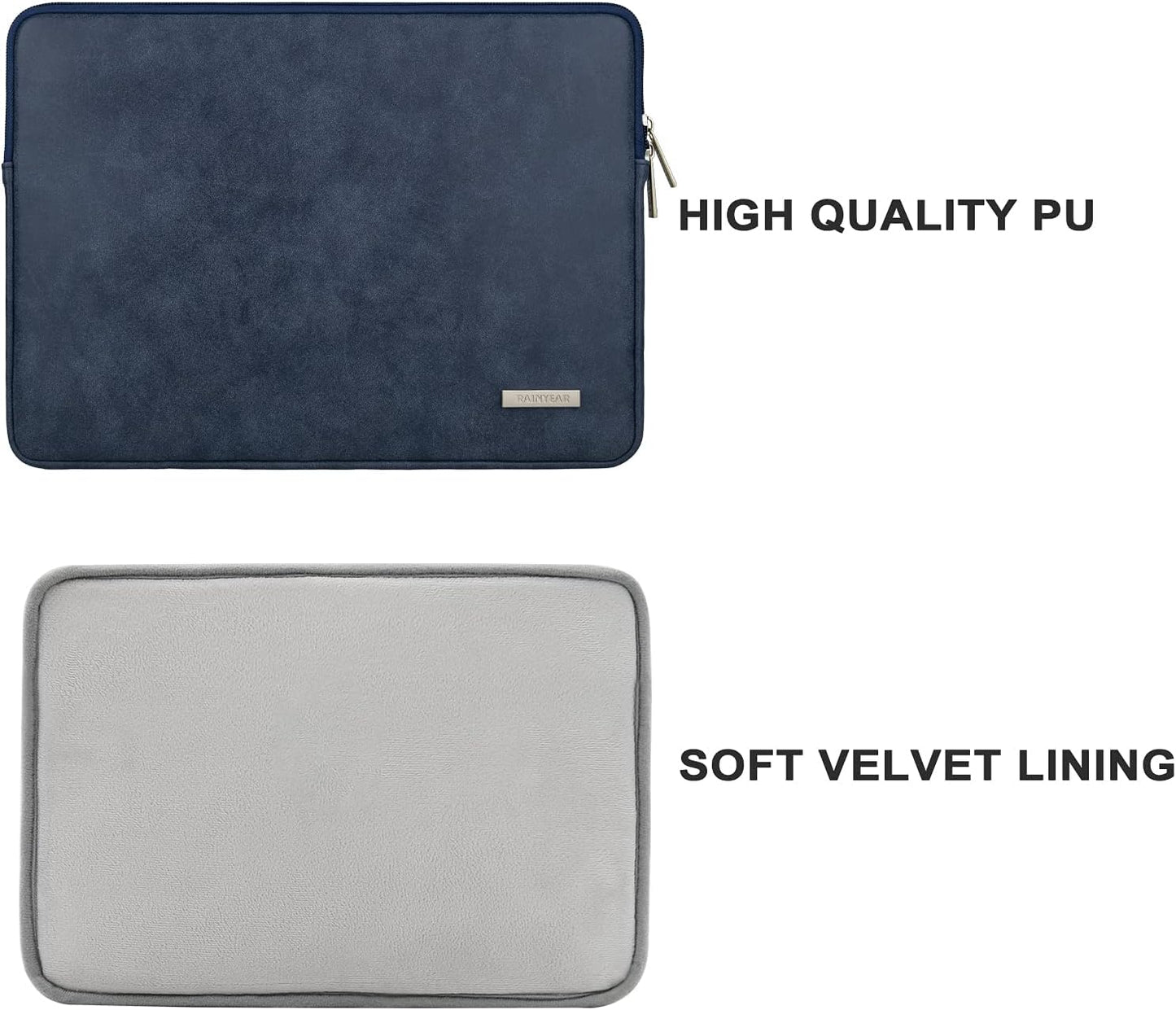 RAINYEAR 13 Inch Laptop Sleeve PU Suede Leather Case Water Resistant Cover Carrying Bag Compatible with 13.3" MacBook Air/Pro A3113 A3240 A2338 A2681 A2337 A2159 A2179 A2251 A2289(Deep Blue)
