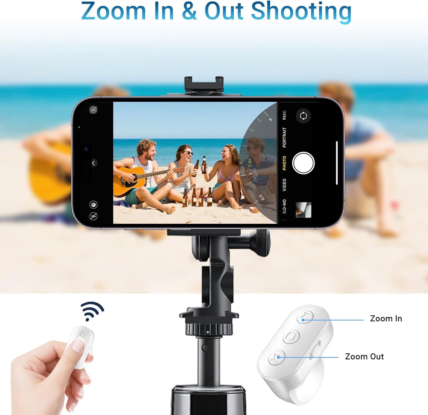 Wireless Ring Phone Zoom Remote for iPhone Android Camera Accessories, Phone Front/Rear Camera Flip Shutter, Content Creator Must Have Selfie Essentials for Tiktok YouTube Photo Video Recording