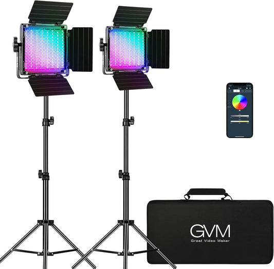 GVM RGB Video Lighting, Bi-Color Led Video Light Kit with APP Control, 2 Packs 850D Photography Lighting Kit CRI 97+ for Web Conference, YouTube, Gaming, Zoom, Aluminum Alloy Shell