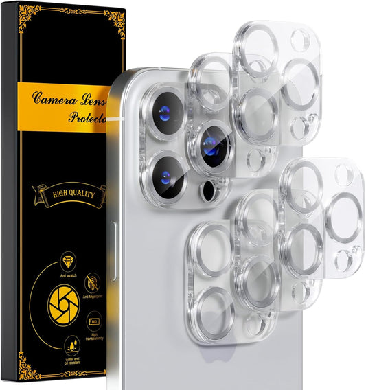 beuxece for 6 Pack iPhone 15 Pro/iPhone 15 Pro Max Camera Lens Protector [Drop Protection] [Case Friendly] [Easy Installation] 9H Tempered Glass Camera Screen Protector Cover, CD Silver