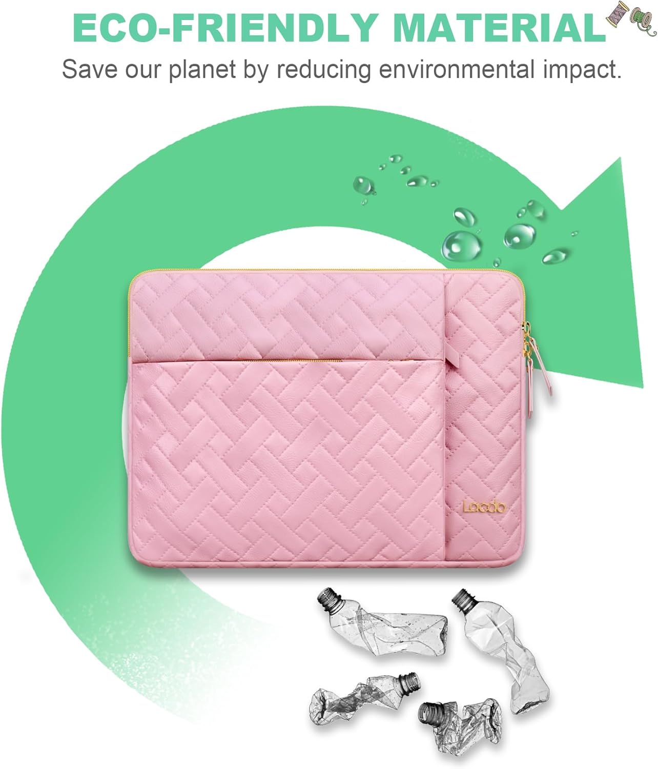 Lacdo 15-15.6 Inch Laptop Sleeve Case for Acer HP Lenovo Dell ASUS Laptop, Acer Aspire 15, HP Pavilion/Envy 15, Dell Latitude 15, Lenovo ThinkPad/IdeaPad 15, ASUS ZenBook 15 Computer Bag, Sakura Pink