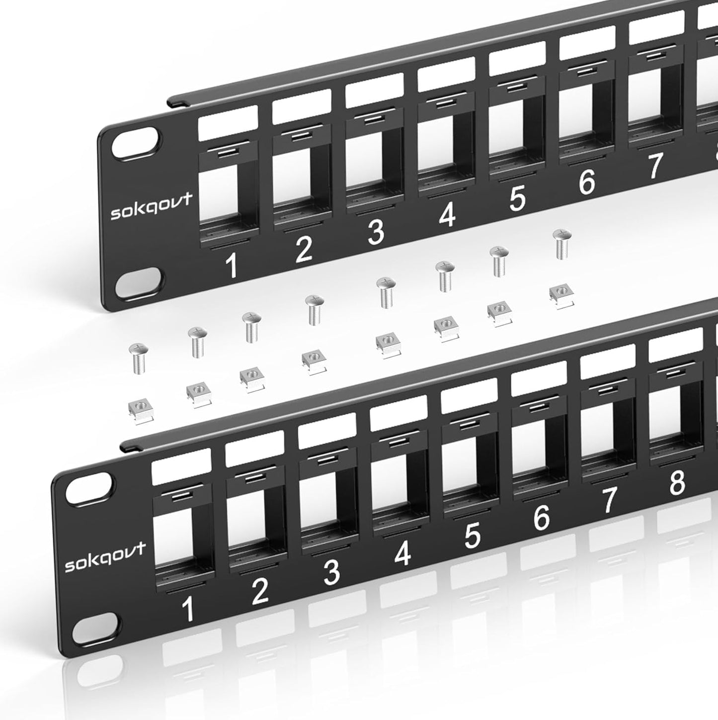 24 Port Blank Keystone Patch Panel with Snap-in Design (2 Pack), Cat6 Network Patch Panel 1U 19 inch, Rack Mount Ethernet Patch Panel (for Slim Keystone Only)