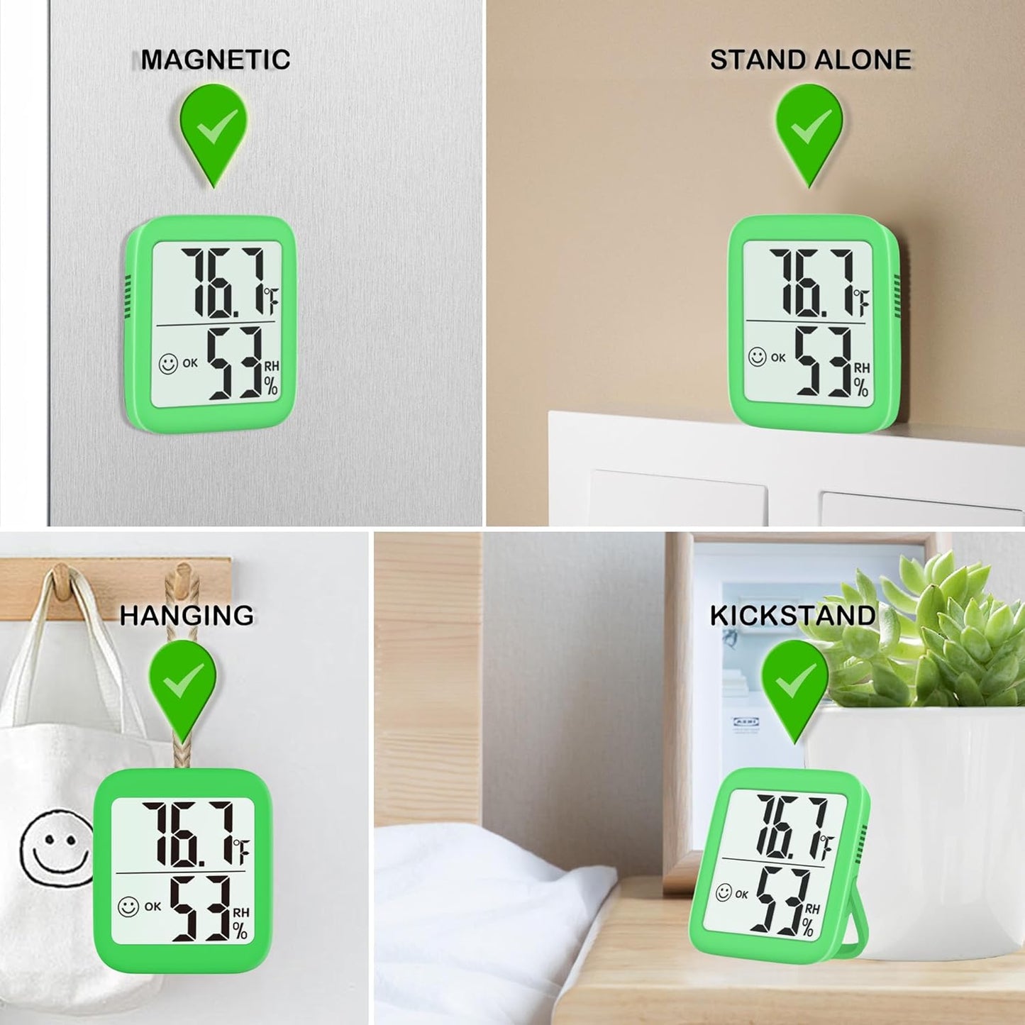 Antonki 2 Pack Room Thermometer for Home, Indoor Hygrometer Humidity Meter Gauge, Digital Temperature and Humidity Sensor Monitor for House, Terrarium, Incubator, Greenhouse - Battery Included