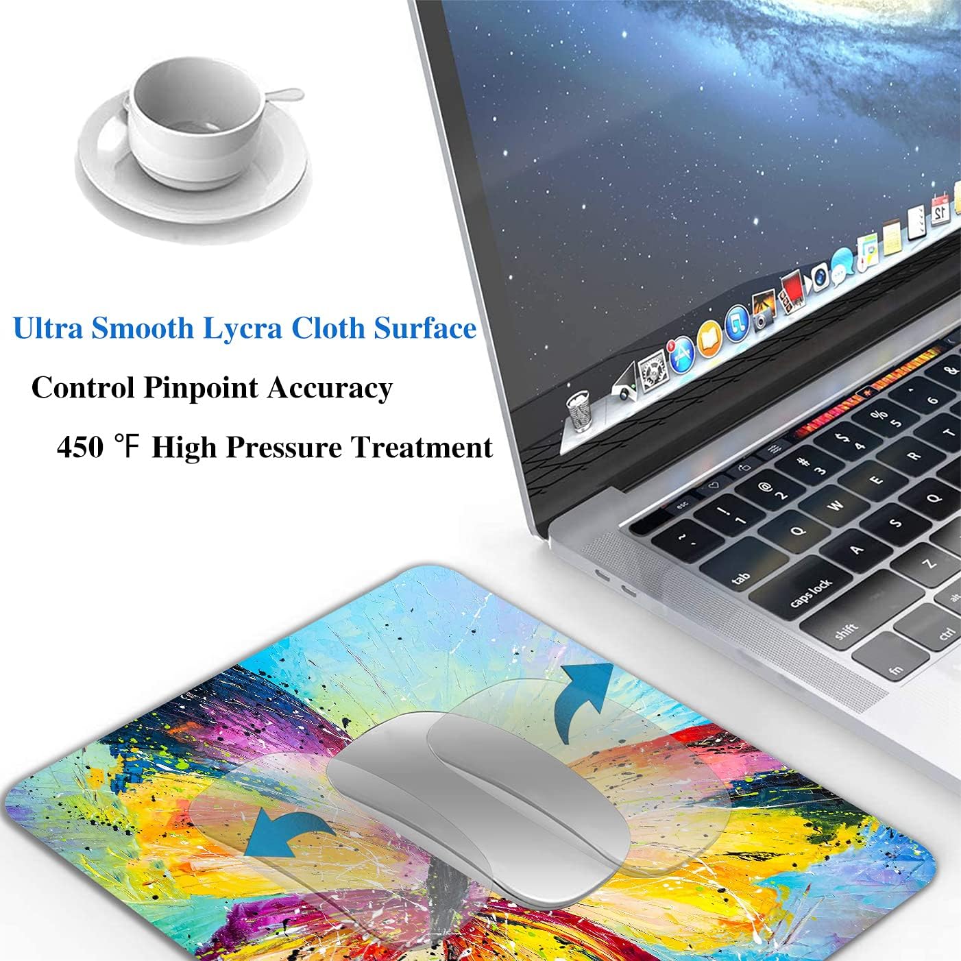 Colorful Butterfly Mouse Pad, Oil Painting Art Mousepad for Design, Anti-Slip Rubber Base Wireless Mouse Pads for Laptop