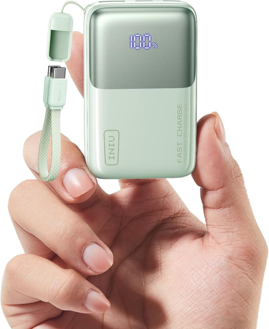 INIU Portable Charger, Ultra Small 10000mAh 45W PD Power Bank, USB C in&Out Fast Charging Battery Pack, Travel Essentials Powerbank for iPhone 16/15/14/13 Pro Max, iPad mini/Air, Samsung S22 S24 etc