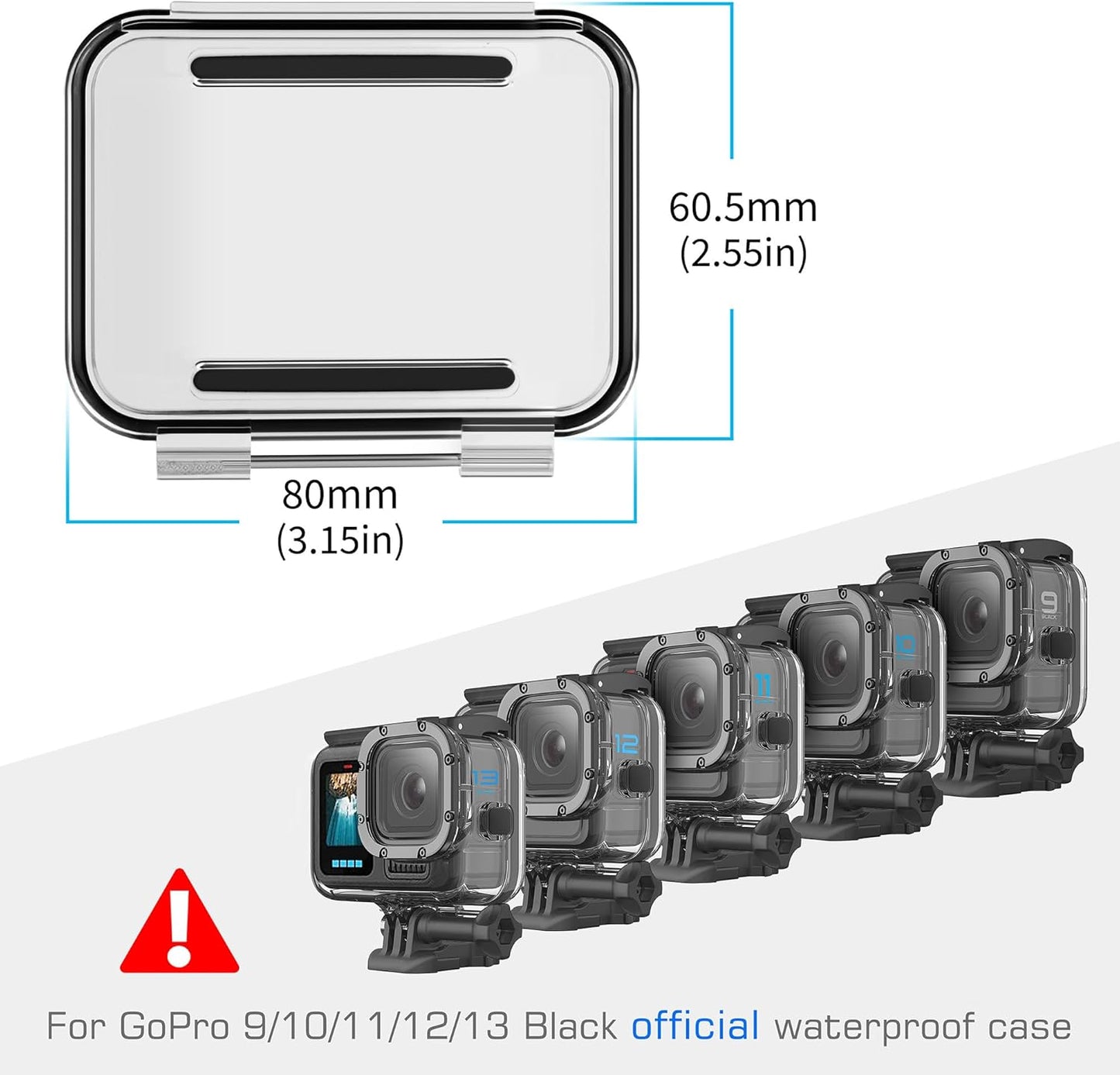 Housing Case Waterproof & Skeleton Backdoor Protective for GoPro Hero 13 12 11 10 9 Action Camera Standard Size