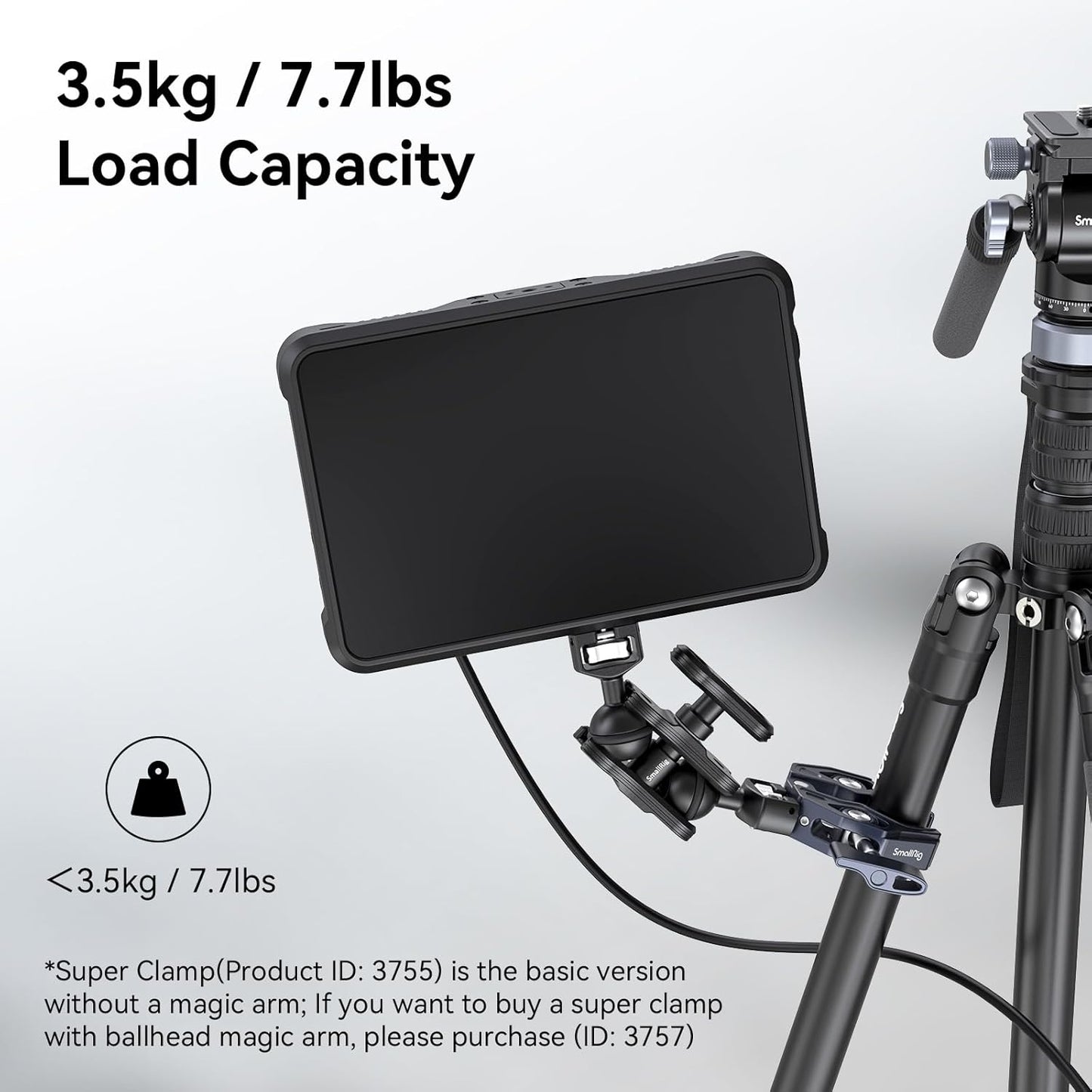 SMALLRIG Clamp, Camera Mount Clamp, Crab-Shaped Super Clamp with 1/4"-20, 3/8"-16 Threaded Holes, Payload 7.7lbs/3.5kg, for Most Photographic Accessories