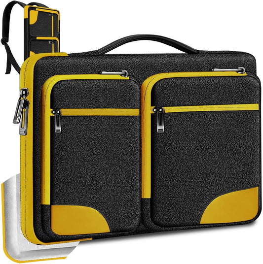 Hseok Laptop Case 15 15.6 16 inch Sleeve with Handle and Hidden Strap,Compatible with MacBook Pro 15.4 16, 360° Protective PC Briefcase with 4 Pockets for Laptop Accessory,Easy to Carrying,Yellow