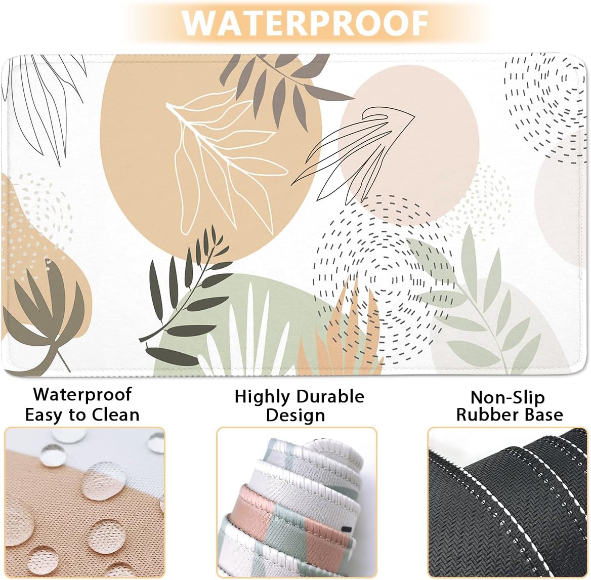 Keyboard Wrist Rest Large Mouse Pad Wrist Support for Computer, 4 in 1 Memory Foam Keyboard Pad Desk Mat Ergonomic Hand Rest Wrist Cushion for Home Office Gaming - Minimalist Plant