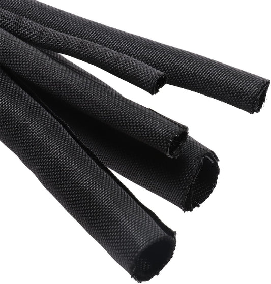 Braided Wire Loom Mesh Woven Black Split Sleeving for Automotive Wires/Audio Video Cable/Multi-Cable Strings (1/4" - 28 Feet)