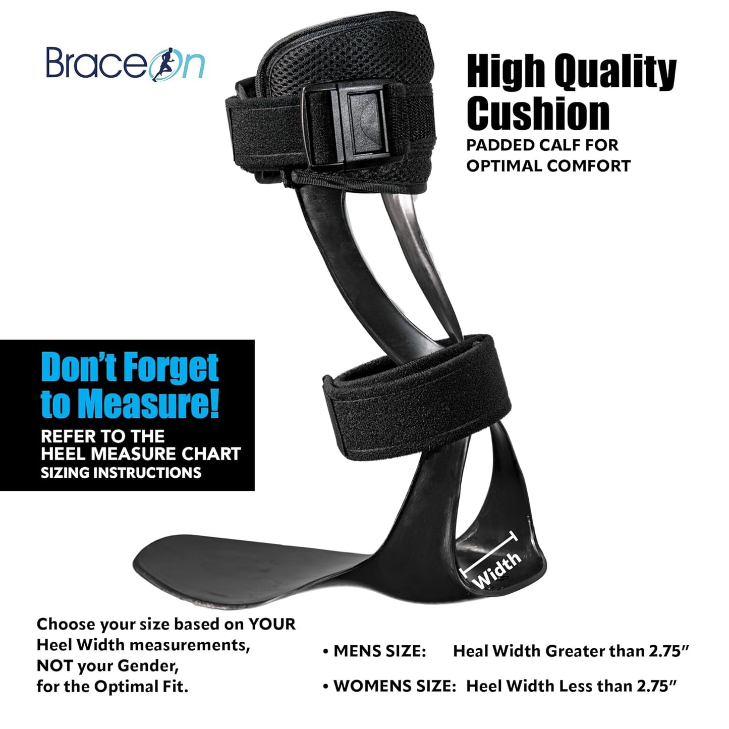 Brace On AFO S-Type - Drop Foot Stabilizer Brace, Moldable, Trimmable, Lightweight Polyethylene, for Women, AFO Brace, Boot for Injured Foot, Women, Left