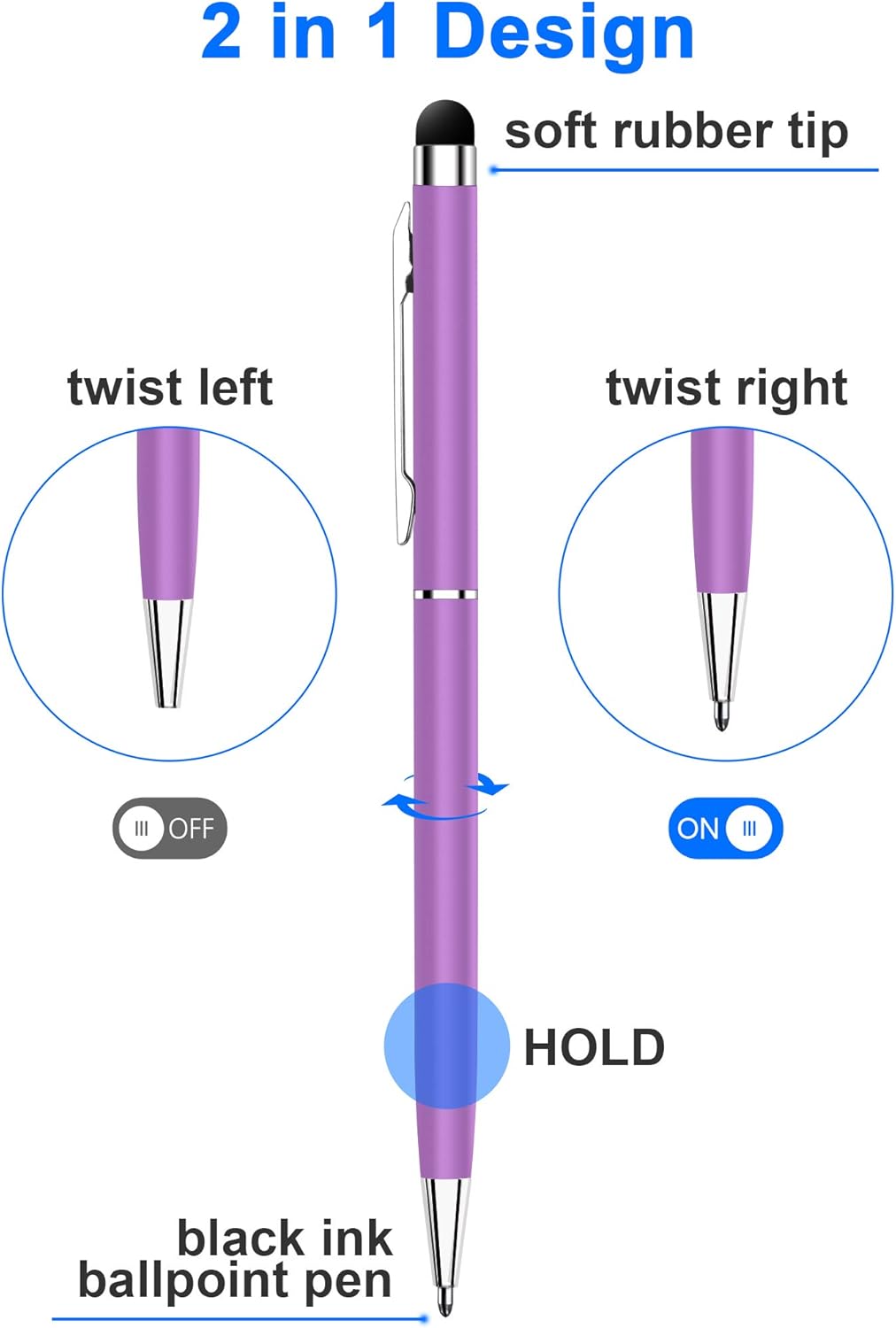 24 Pack Stylus Pens for Touch Screens innhom Stylus Pen for ipad iPhone Tablets Samsung and Black Ink Ballpoint Pens-2 in 1 Stylists Pens