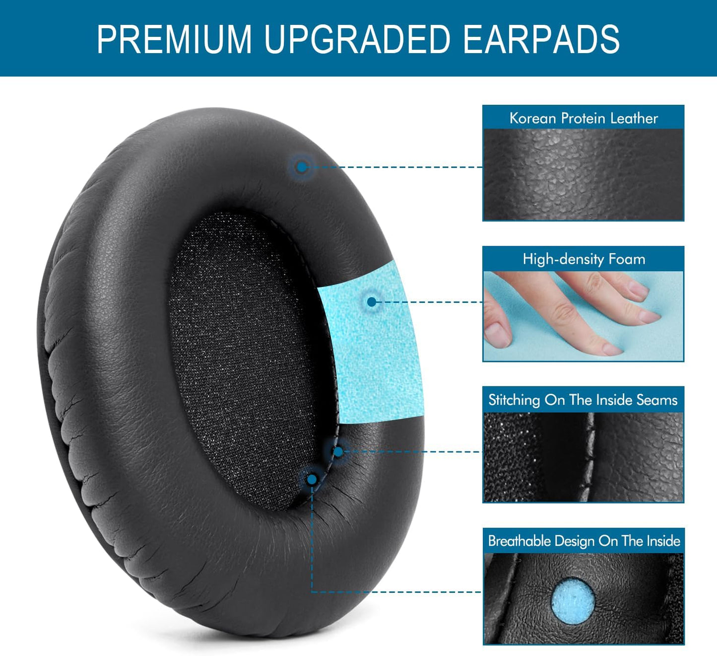 GVOEARS Premium Replacement Ear Pads for HyperX Cloud 1/2/3/Pro/Core/Alpha/Alpha S/Alpha Pro/Flight/Flight S/Stinger, CloudX Stinger Headset & More, Softer Protein Leather, High-Density Foam - Black