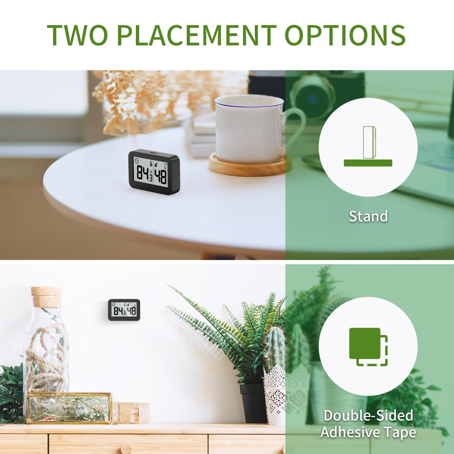 DOOMAY Mini Hygrometer Indoor Thermometer, Digital Humidity Gauge with Celsius Fahrenheit Switch Button,Humidity Meter Temperature Monitor for Babyroom Cellar Reptile Incubator Closet,2-Pack,Black