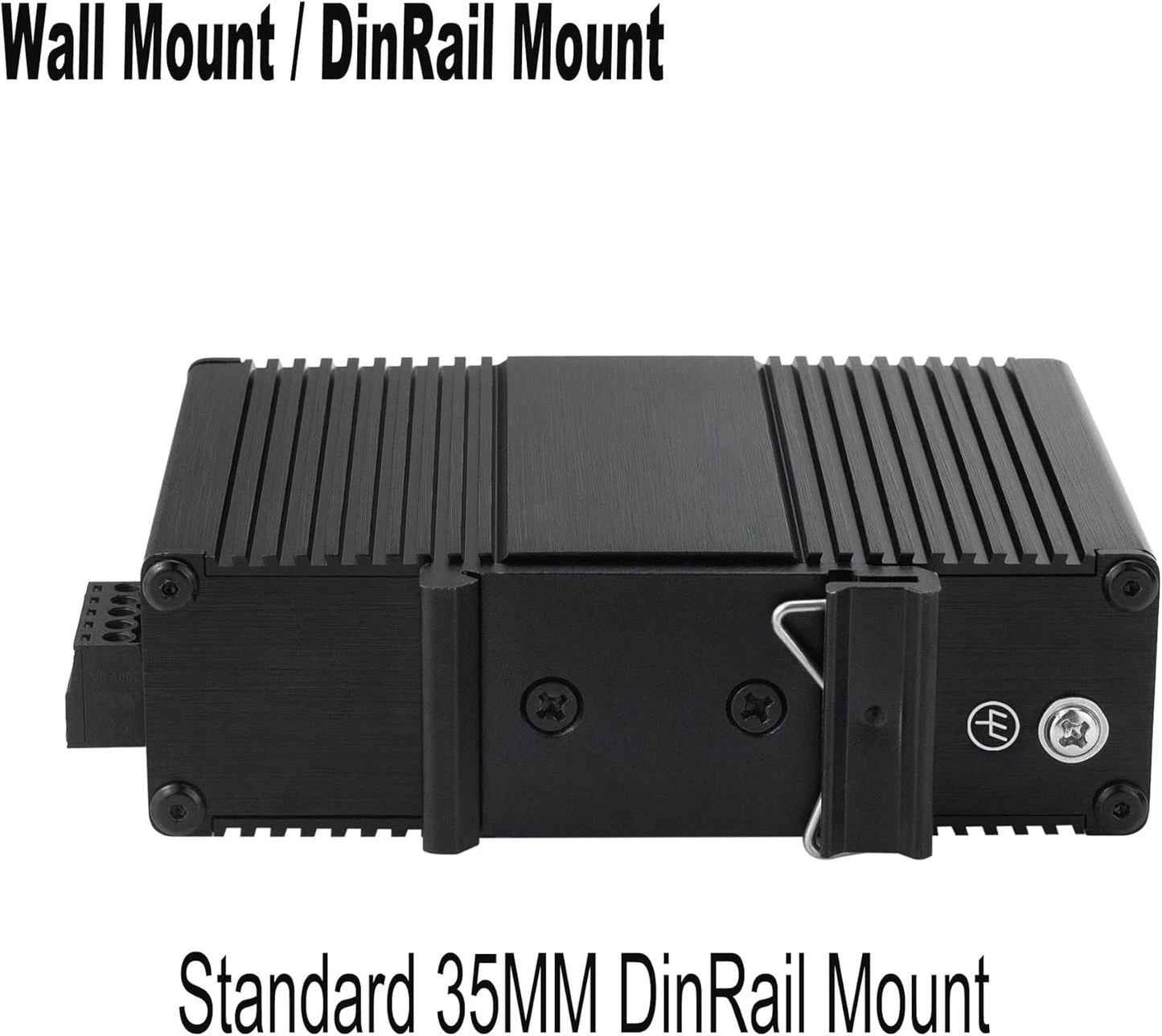 Industrial Mini Gigabit Ethernet Switch 4-Port RJ45 10/100/1000BASE-T+1-Port SFP Slot,Unmanaged Network Switch,Network Hub,Dinrail Mount or Wall-Mount,Plug & Play,Fanless (4 RJ45+1 SFP)