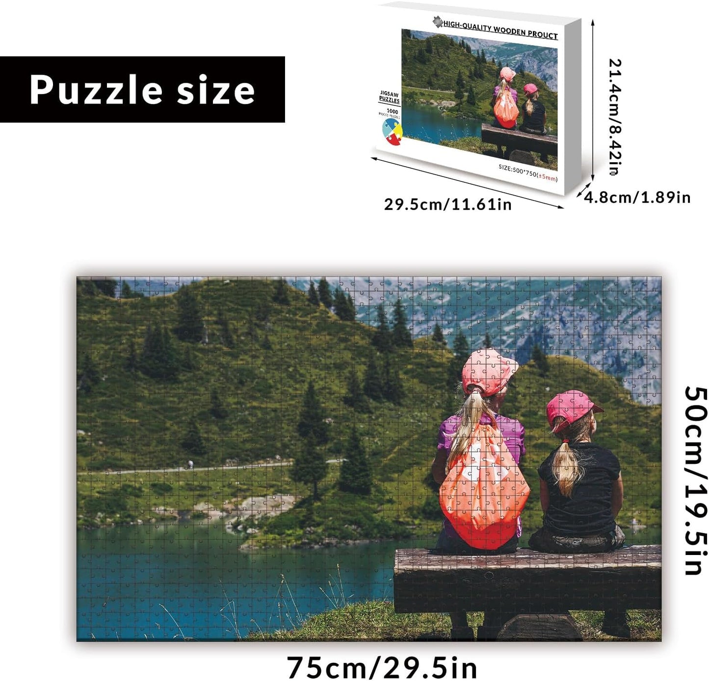 Custom Puzzle from Photos - Personalized 1000/500/300/200/120 Piece Jigsaw Puzzle for Adults & Kids, Unique Wooden Gift for Christmas, Wedding, Anniversary, Birthday