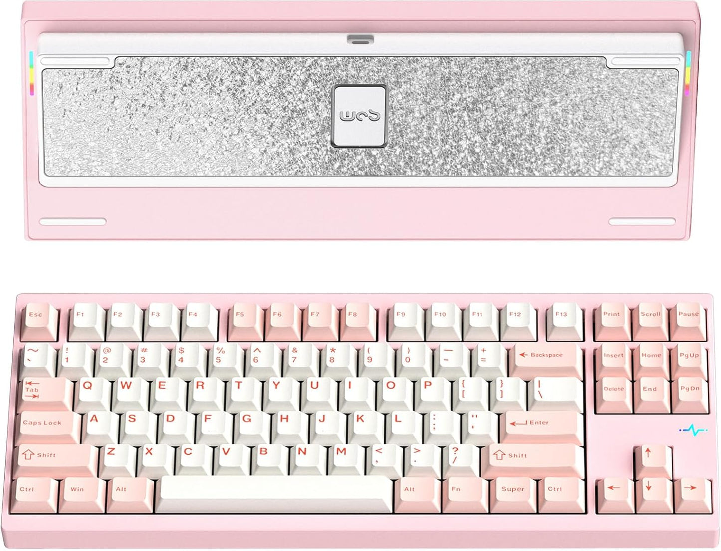 KEEBMONKEY WOBKEY Crush 80 Reboot CNC Aluminum 5-Second Quick-Release Triple-Mode Connectivity Mechanical Keyboard with Superior Acoustics (Pro Pink)