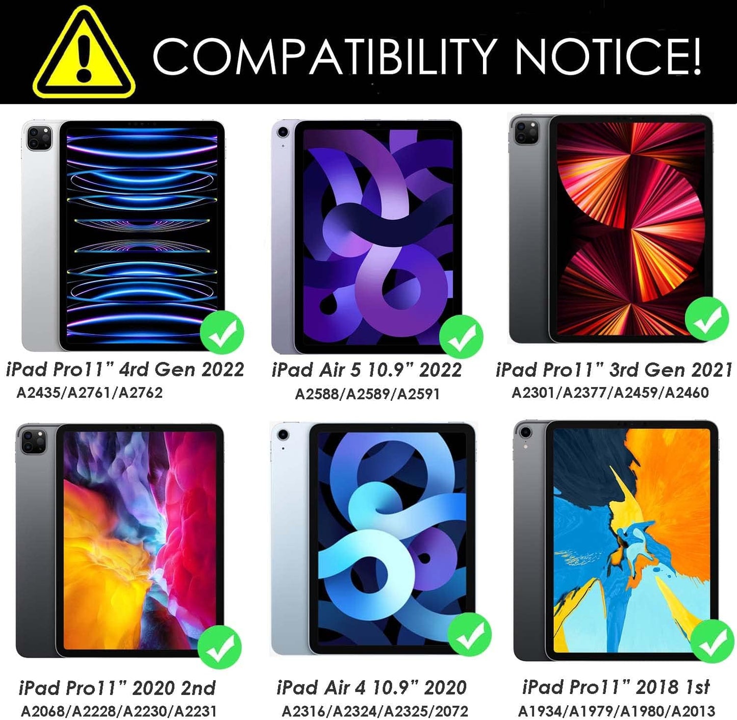 iPad Air 5th Keyboard Case for iPad Air 11 inch (M2) 2024/4th/3rd/2nd/1st Gen -iPad10.9 Air 5 /Air 4 Gen-7 Color Backlight,Touchpad Detachable Slim Cover with Pencil Holder (10.9"/11",Black)