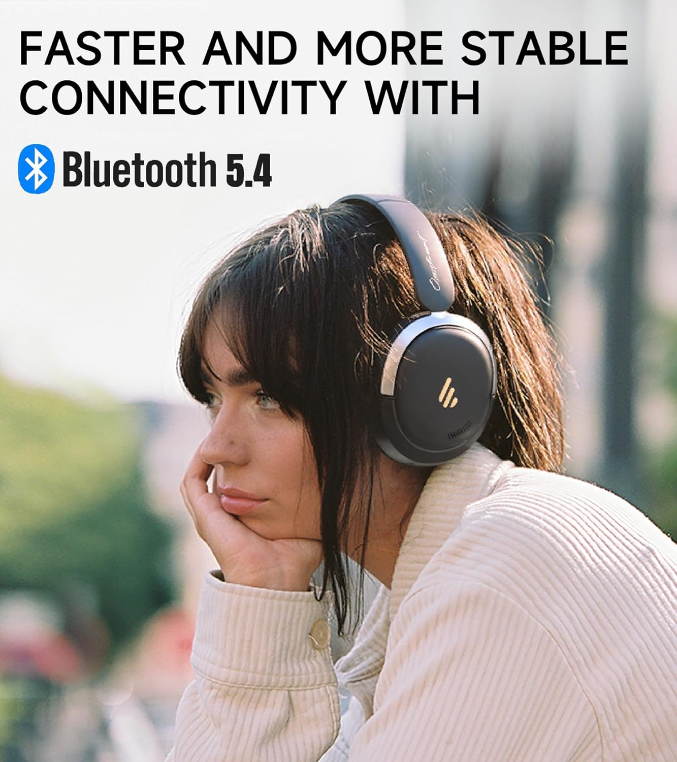 Atom Max - Hybrid Active Noise Cancelling Headphones, Hi-Res Audio, Wireless Over-Ear, Foldable, 45H Playtime, Fast Charging, Customize via an App, Bluetooth v5.4, ANC Headphones, Black