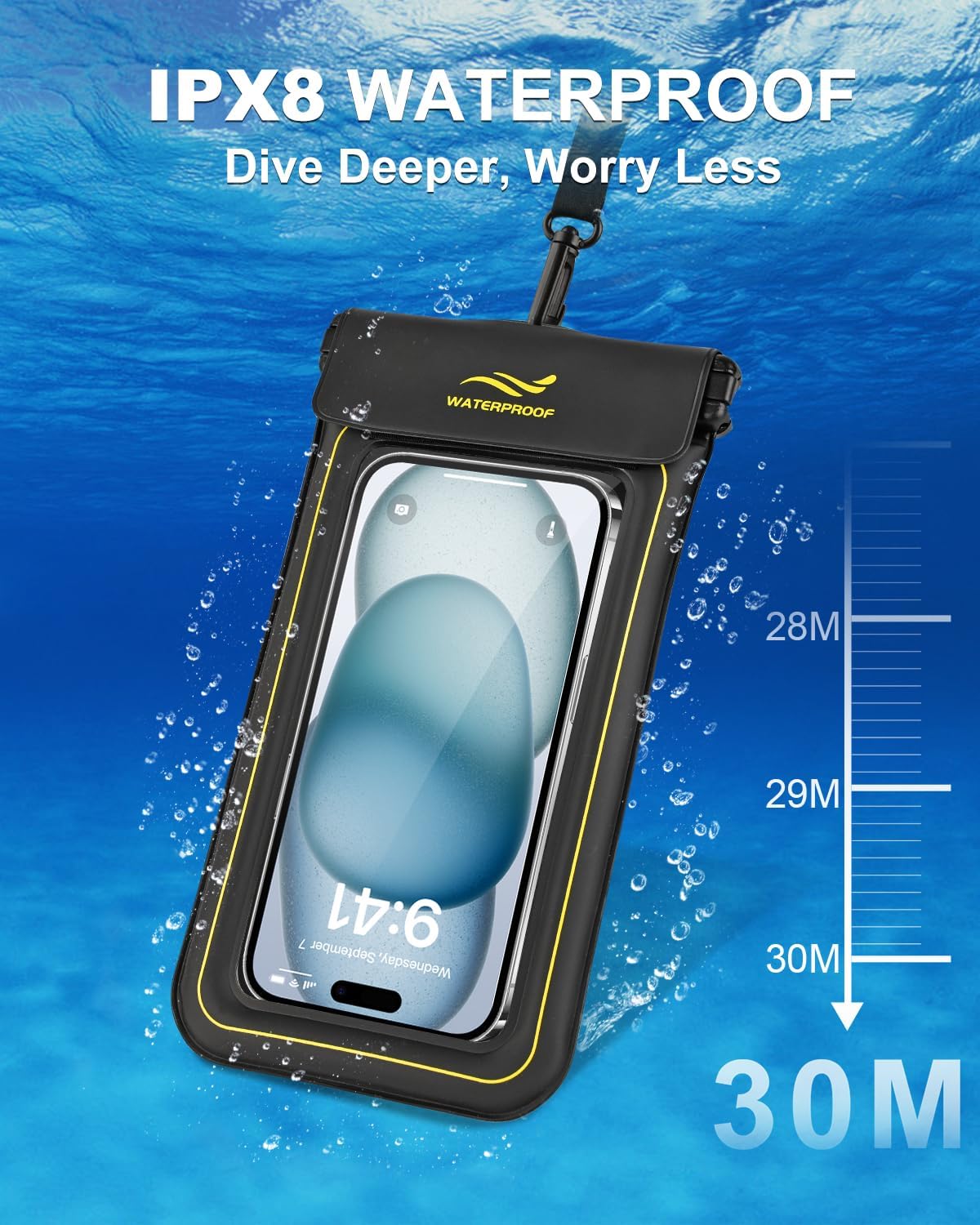 2-in-1 Waterproof Phone Pouch & Phone Armband Floating, Underwater Water proof Phone Cases with Detachable Strap, Waterproof Bags Up to 6.9", Beach Vacation Essentials Water Park Essentials