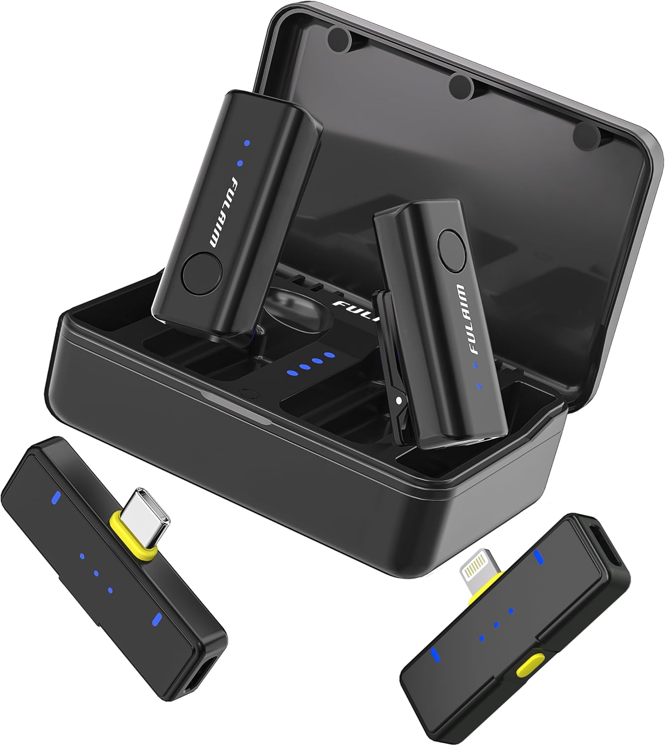 FULAIM X2 Wireless Lavalier Microphone for iPhone Android Phones iPad Tablets, Clip on Lapel Microphone System with 24H Charging Case for Video Recording Vlogging, YouTube, Interview