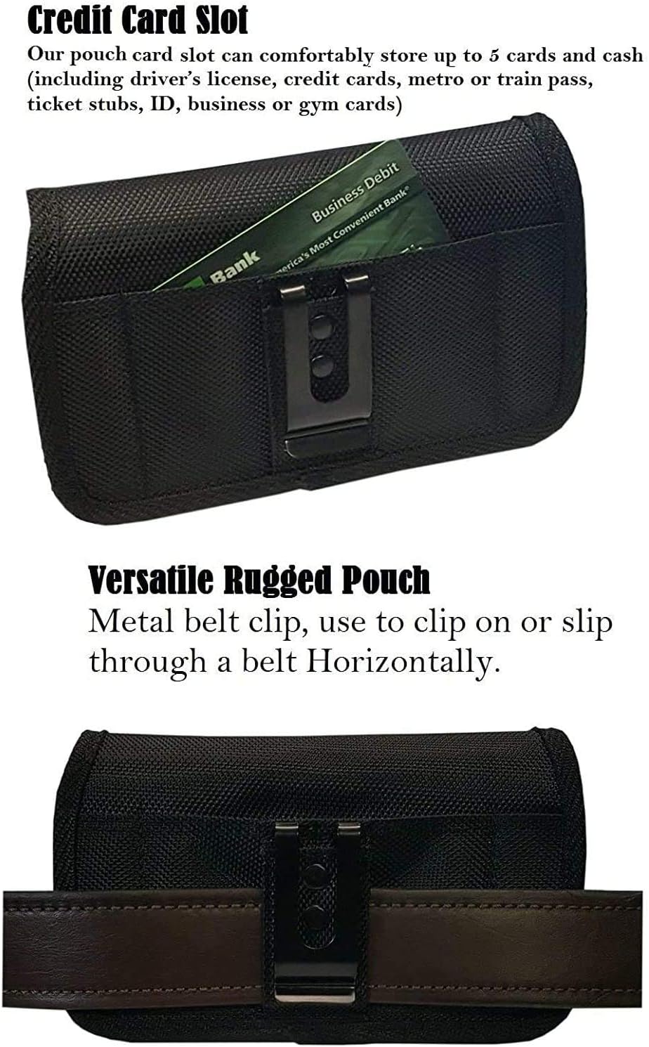 AH Military Grade Nylon Cell Phone Belt Holder for Men Horizontal Pouch Carrying Clip for [iPhone 6 6S 7 8 X XR XS 11 12] iPhone 11 Moto Droid x Holster PRO S8 S9 S7 S20 fits Otterbox or Thick Case