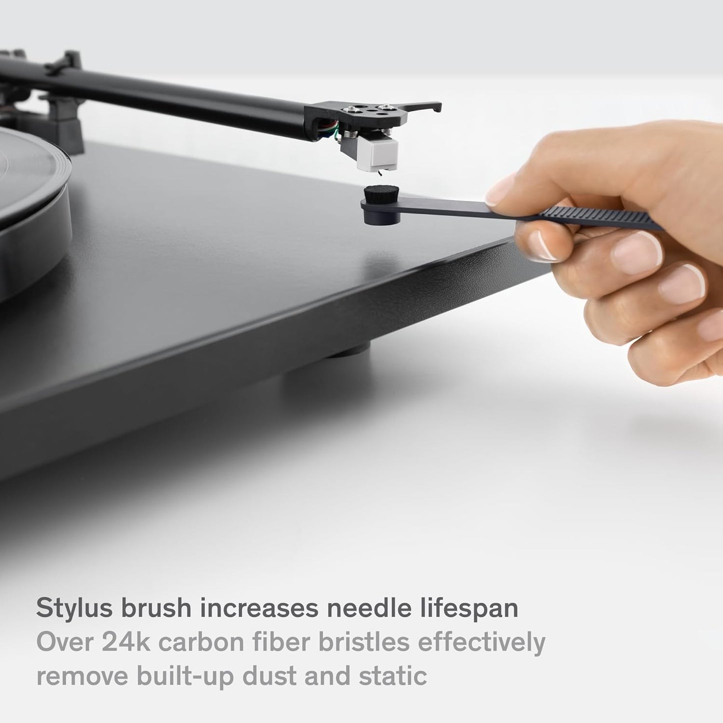 Boundless Audio Record Cleaner Kit - 2-Piece Vinyl Cleaning Kit Includes Record Brush & Stylus Cleaner - Carbon Fiber Anti-Static Vinyl & Stylus Brushes