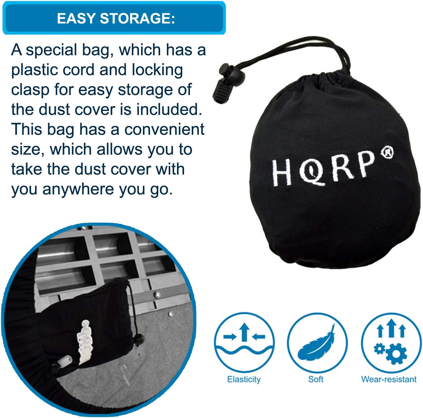 HQRP Elastic Dust Cover w/Bag compatible with Casio LK-265 LK265 LK-280 LK280 WK-6600 WK6600 WK-7600 WK7600 WK-245 WK245 Electronic Keyboards Digital Pianos