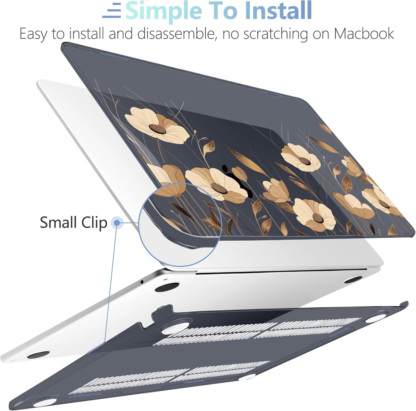 MEEgoodo Case for M4/M3/M2 MacBook Air 13.6 inch Case 2025 2024 2022, Fit Model A3240/A3113/A2681, Laptop Hard Shell with Keyboard Cover Compatible with MacBook Air 13 inch, A Bouquet Flowers