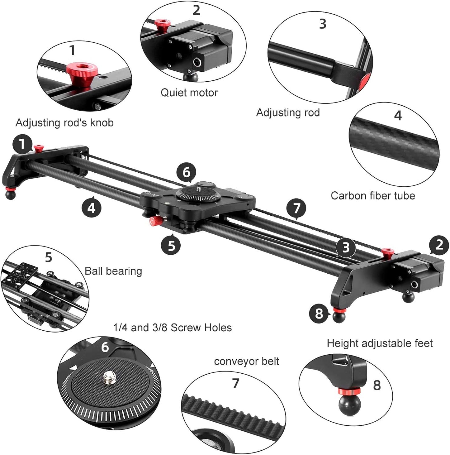 GVM Motorized Camera Slider, 48"/120CM Carbon Fiber Camera Slider with Time-Lapse Photography, Automatic Round Trip, Tracking Shooting and 120 Degree Panoramic Shooting, with Remote Controller