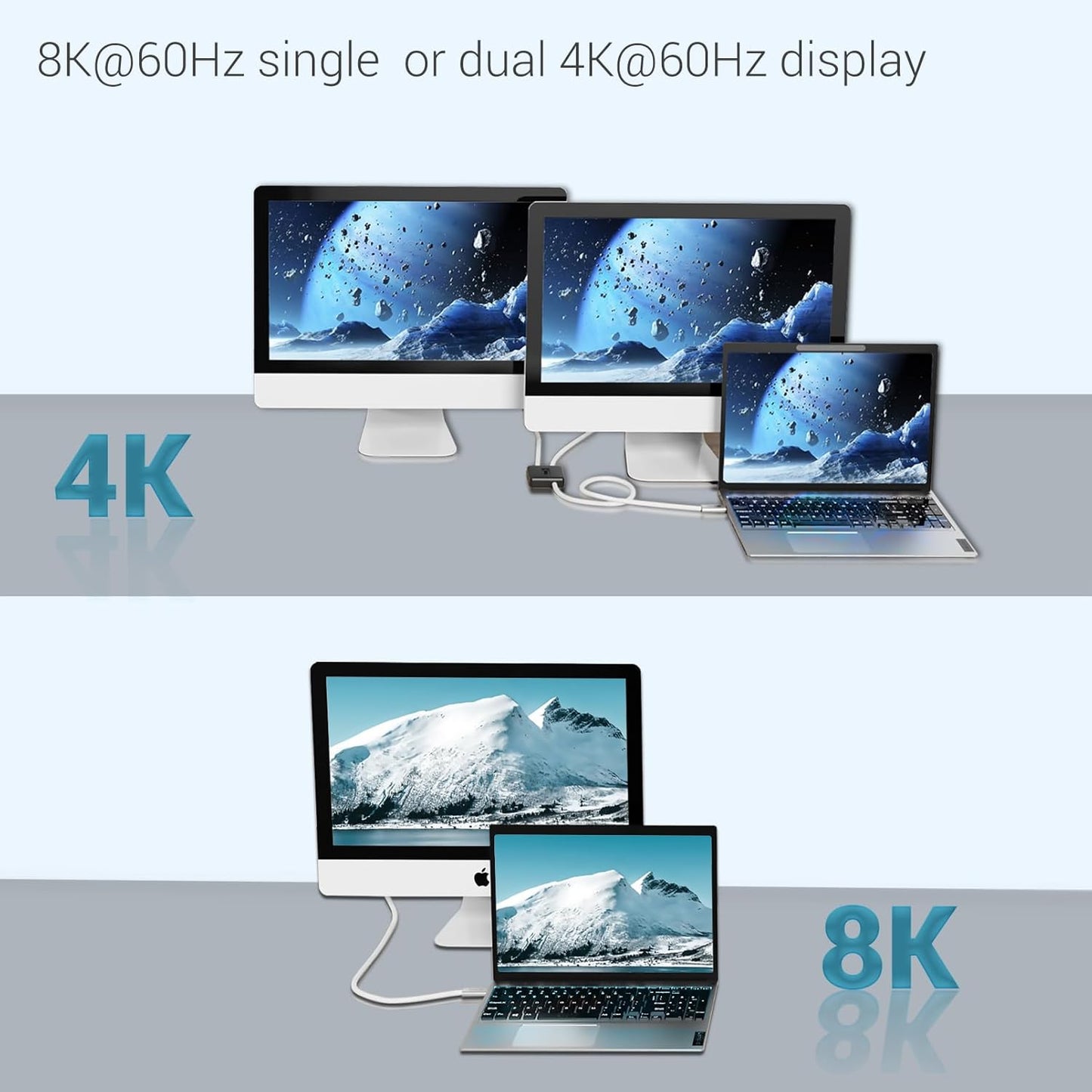 240W USB C Cable 6.6FT 2 Packs, USB4 Cable with 40Gbps High Speed Data Transfer, Single 8K/Dual 4k Display Compatible for Thunderbolt 4/3 Monitor/Hub/Docking Stations, iPhone 16/16 Pro