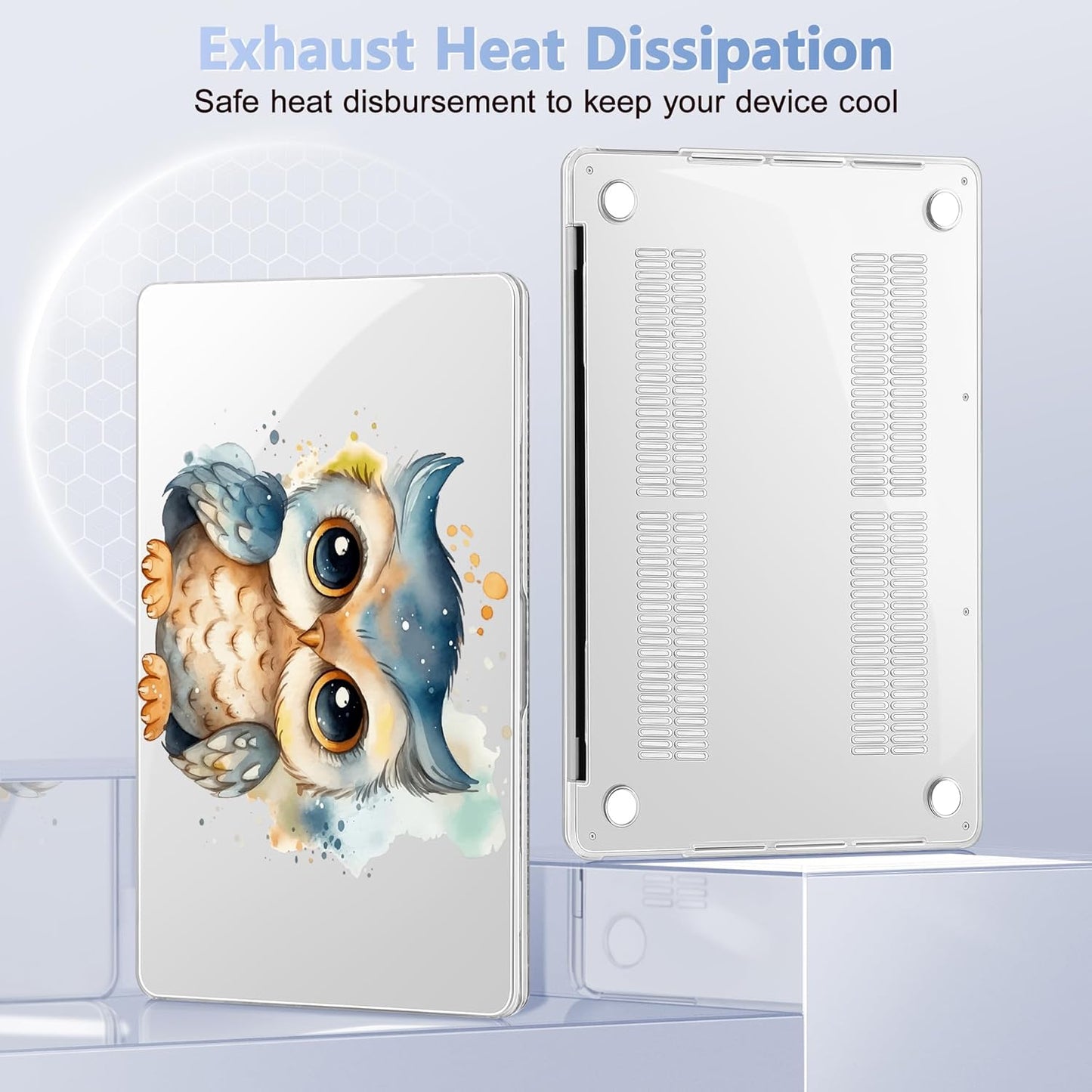 for MacBook Pro 16 inch Case 2019 2020 Release Model A2141, Plastic Hard Shell Cover with Keyboard Cover for MacBook Pro 16 inch with Touch Bar & Touch ID - Cute owl