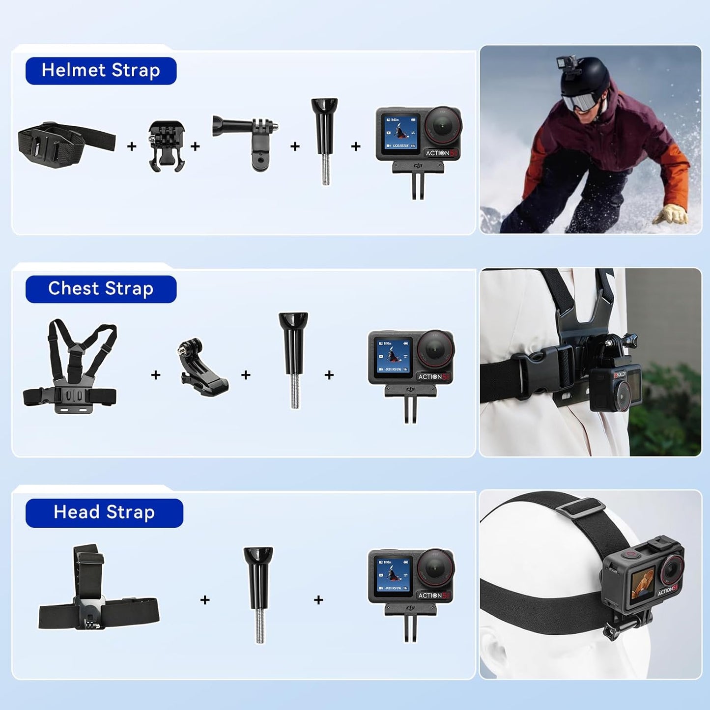 DJI Osmo Action 5 Pro Standard Combo,with 58 Piece Accessory Kit and 2 Extra Batteries + 64GB Card - Waterproof Action Camera with 1/1.3" Sensor, 4K/120fps Video, Action Camera 4K Ideal for Sports