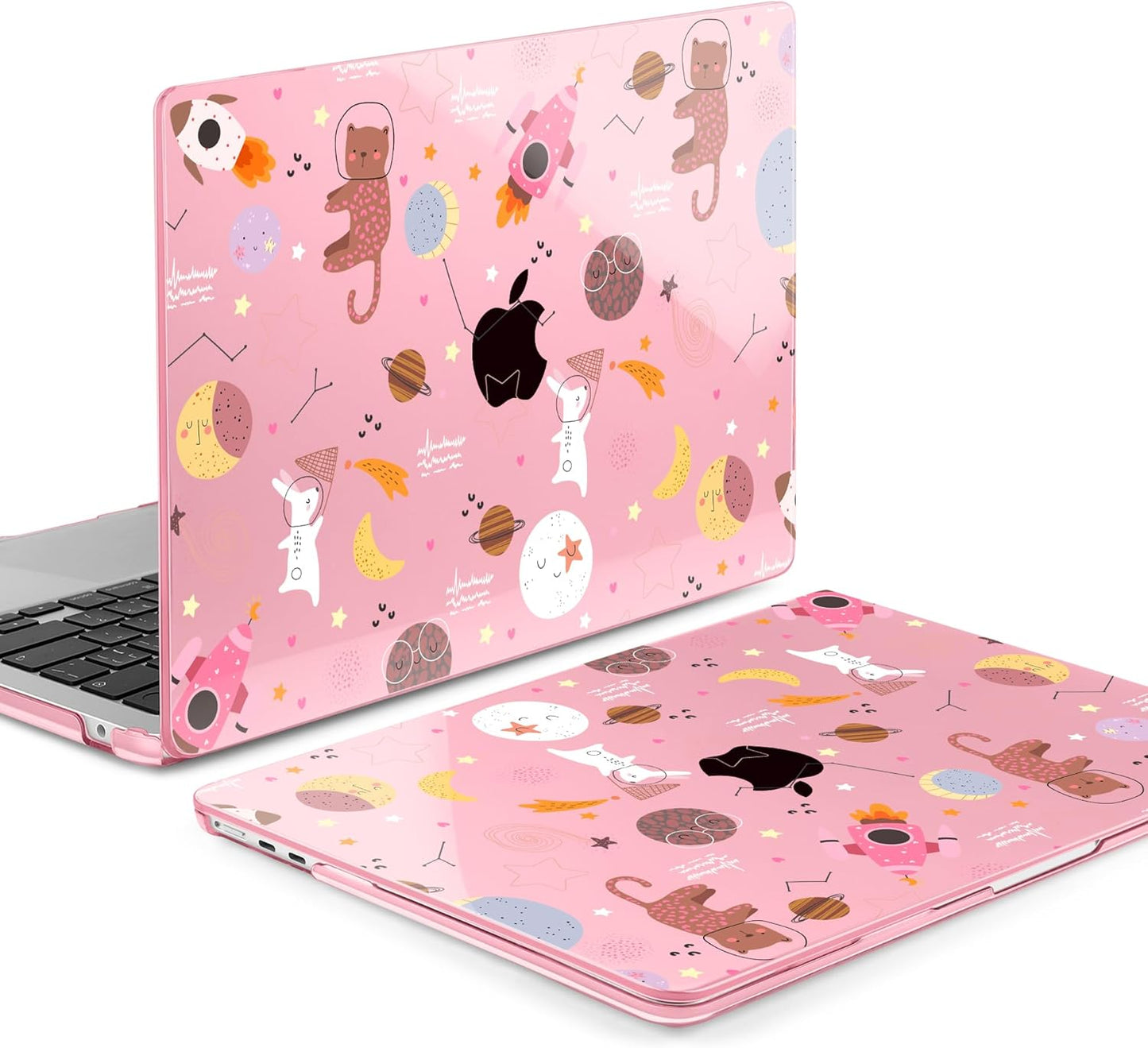 MEEgoodo for M4/M3/M2 MacBook Air 15.3 inch Case 2025 2024 2023, Case Fit Model (A3241/A3114/A2941) for MacBook Air 15 inch, Laptop Hard Shell with Keyboard Cover, Space & Animals