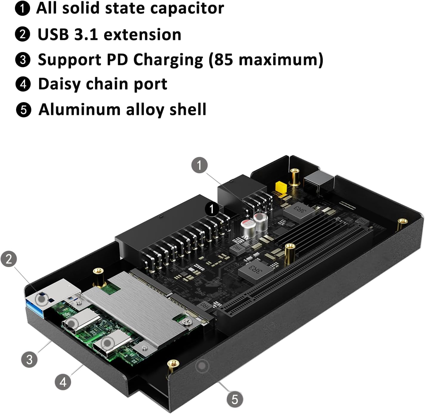 Portable eGPU Enclosure Compatible with Thunderbolt 3/4,USB4 PD 85W Charging,Daisy Chain Support,External GPU Dock Station 40Gbps Rate Support NVIDIA/AMD PCIE,DC/SFX/ATX/Flex Power Supply