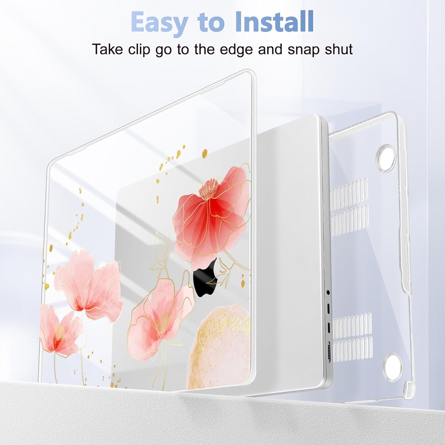 for MacBook Pro 16 inch Case 2021 2022 2023 2024 Release A3186 A3403 M4 A2991 M3 A2780 M2 A2485 M1 Pro/Max, Hard Shell Case with Screen Protector & Keyboard Cover, Spring Floral