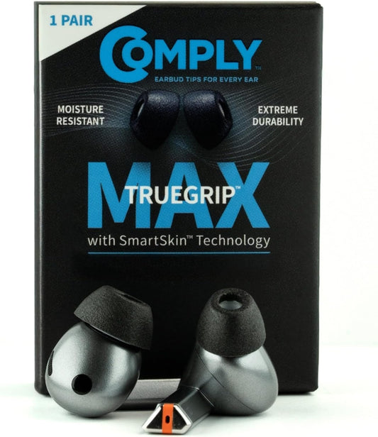 Comply TrueGrip MAX | Premium Memory Foam Replacement Earbud Tips for Samsung Galaxy Buds3 Pro | Long Lasting Comfort, MAX Durability, Secure Fit, Superior Noise Isolation| Black (Large) (1 Pair)