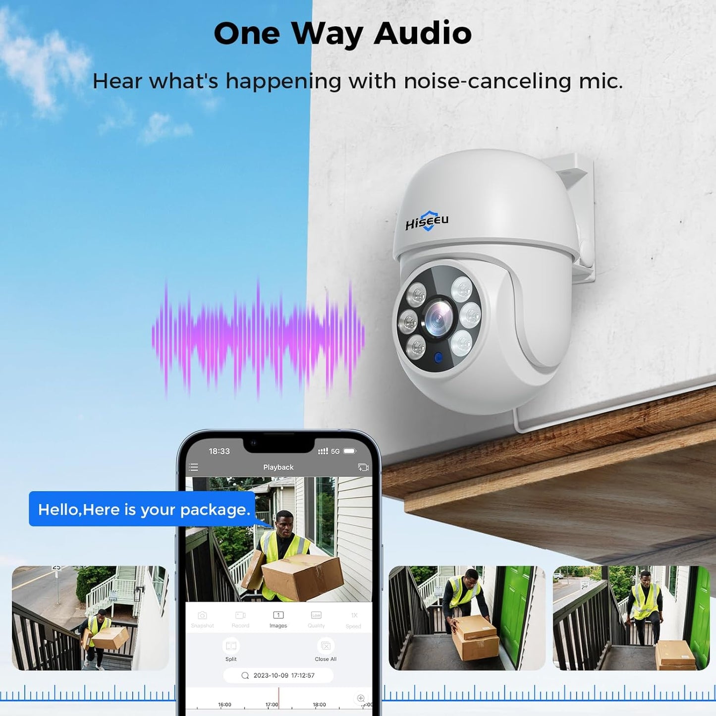 Hiseeu 3K Outdoor Wired Security Camera System with 8CH 5MP DVR,8 x 5MP IP67 PTZ CCTV Cameras,360°Coverage,Smart Dual Light & Audio,Person/Vehicle Detection,3TB HDD,100ft Night Vision,24/7 Recording