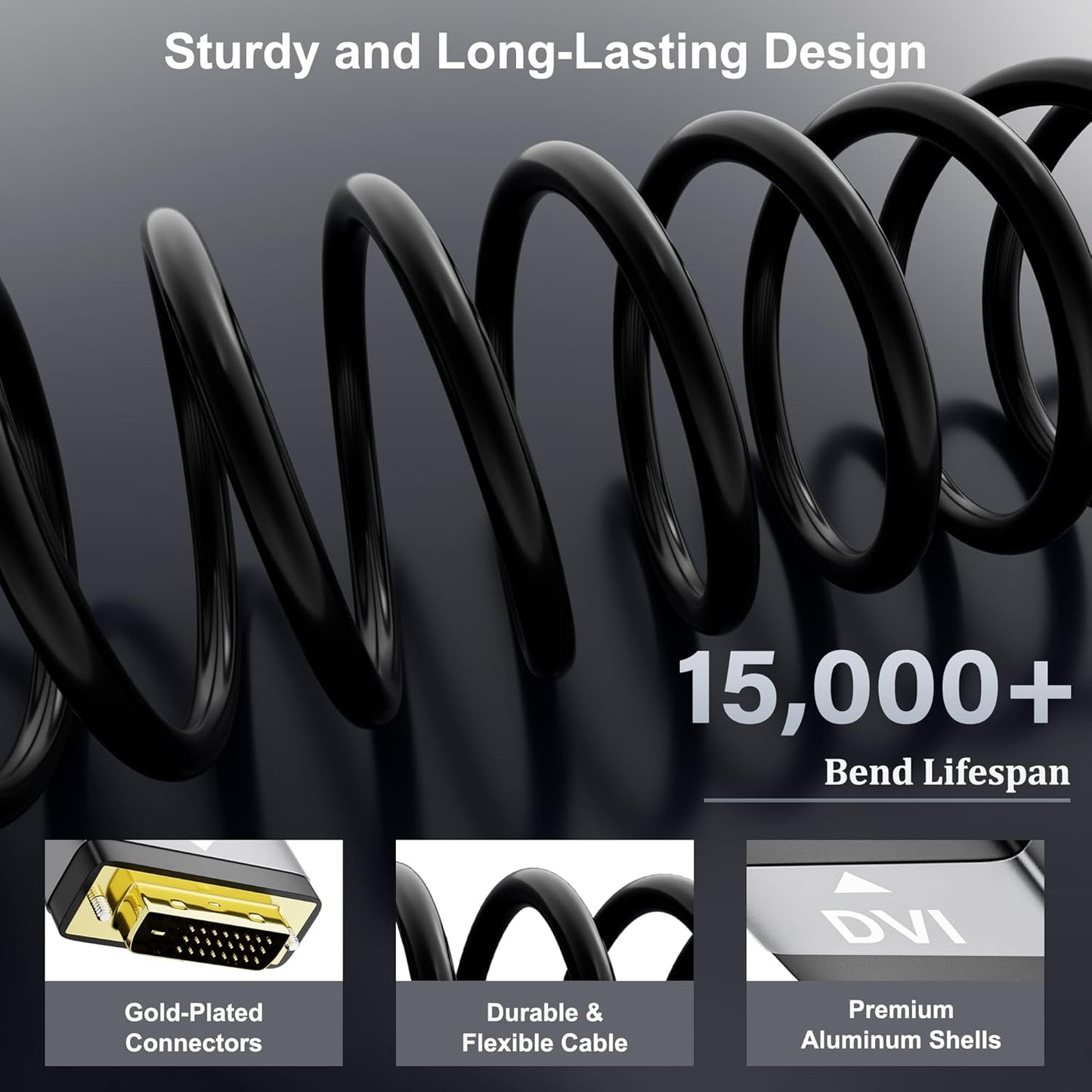 HDMI to DVI Cable 25FT, Bi-Directional DVI to HDMI Male to Male Cord, HDMI A to DVI-D Adapter, Gold-plated Connectors, Aluminum Shells, 1080P, for Computer, Monitor, Projector, Raspberry Pi, Xbox, PS3