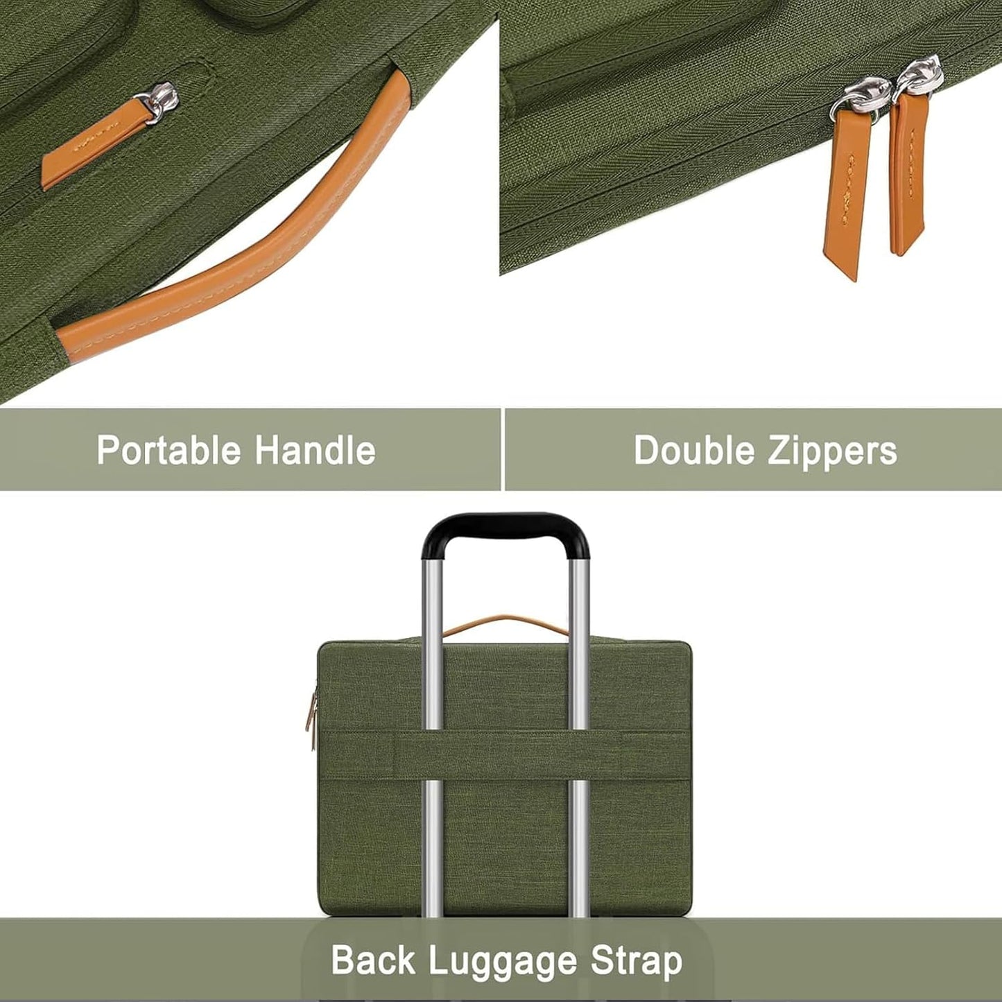 MOSISO 360 Protective Laptop Case 13 inch, 13 inch Laptop Sleeve Compatible with MacBook Air M4 M3 M2 M1 2025-2018/Pro M2 M1 2025-2016, Side Open Carrying Case with 4 Zipper Pockets&Handle,Olive Green