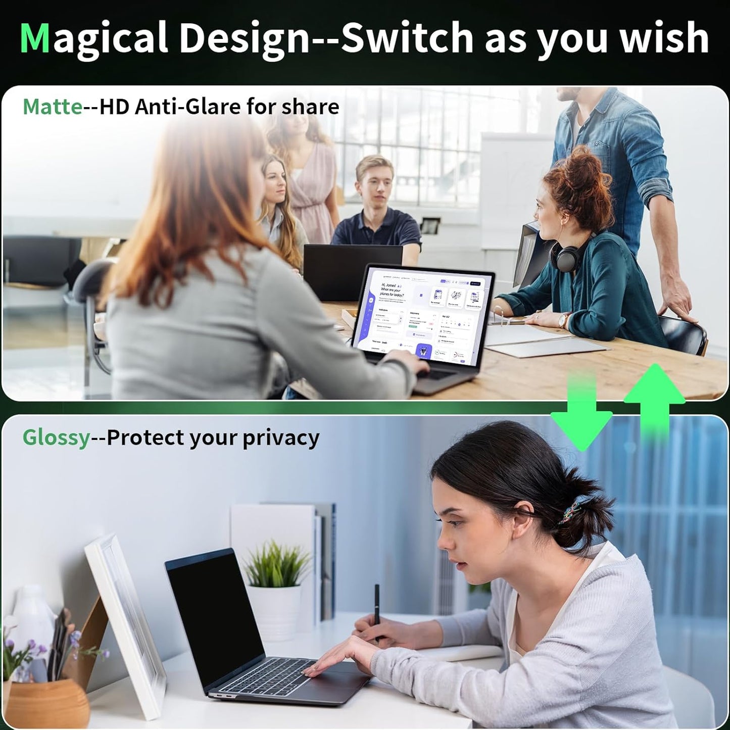 Laptop Privacy Screen 13.3 Inch, Laptop Screen Privacy Shield 16:9 Aspect Ratio Anti-Glare Blue Light Computer Monitor Protector,Removable 13in Filter for Lenovo HP Acer Asus Thinkpad Envy Xps