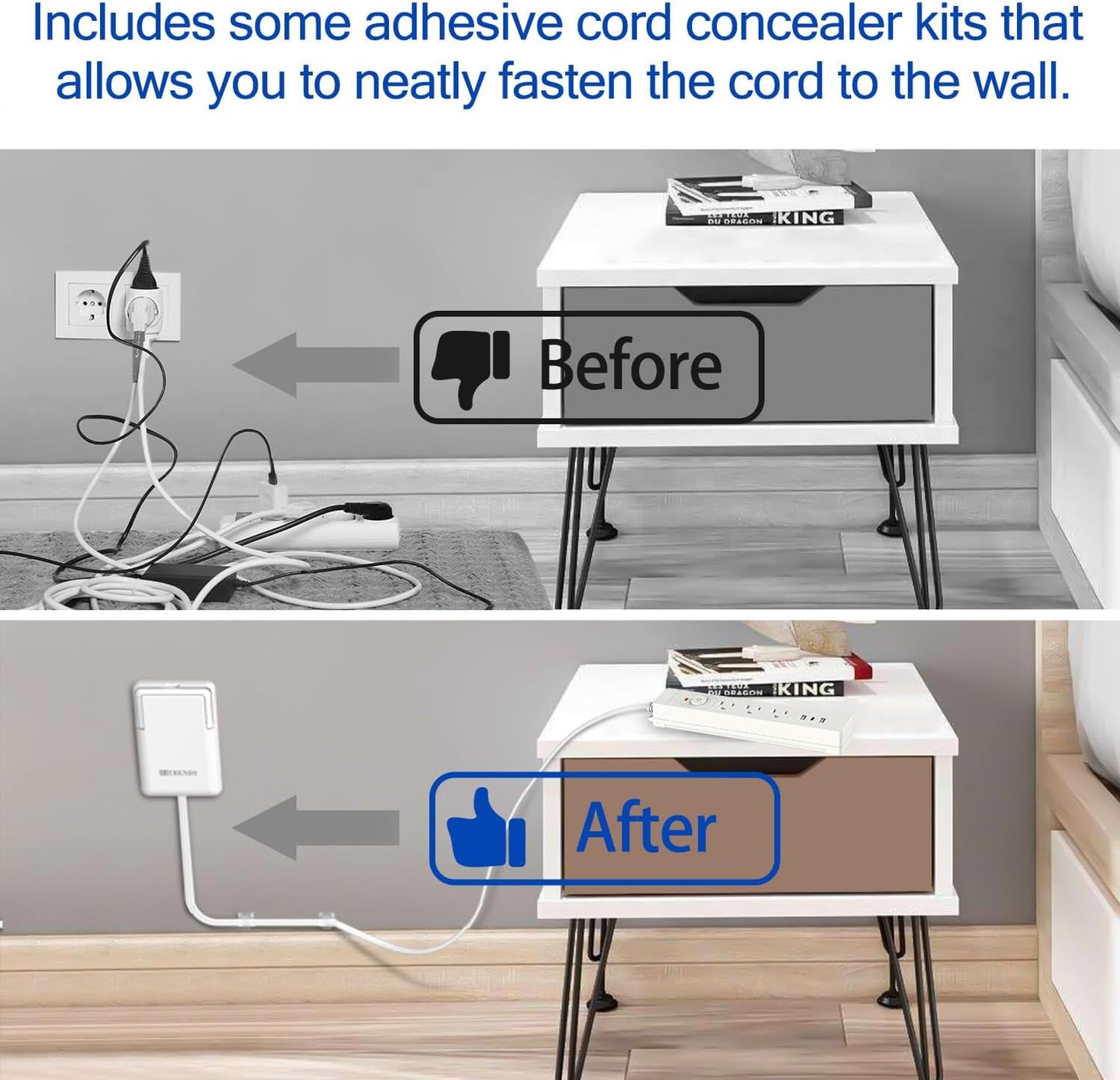 6FT Ultra-Thin Flat Plug Power Strip with 3 Outlets & 3 USB Ports | Child & Pet-Safe, 1625W, Wall-Mounted Cord Organizer, Universal Size Outlet & Plug Concealer with Cord Clips(UL Listed)